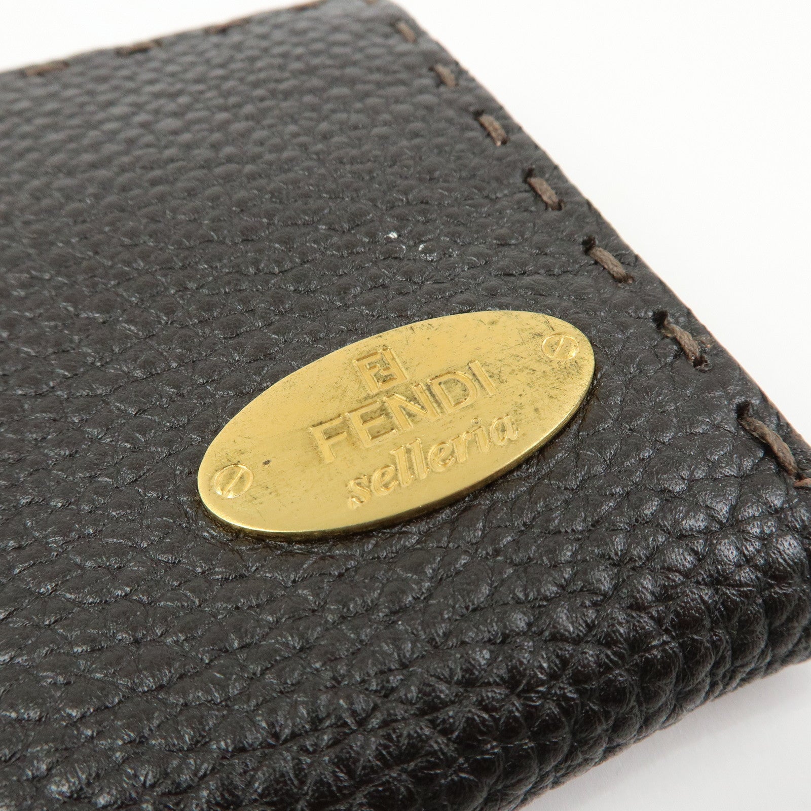 FENDI Selleria Leather Long Flap Wallet Dark Brown 8M0144
