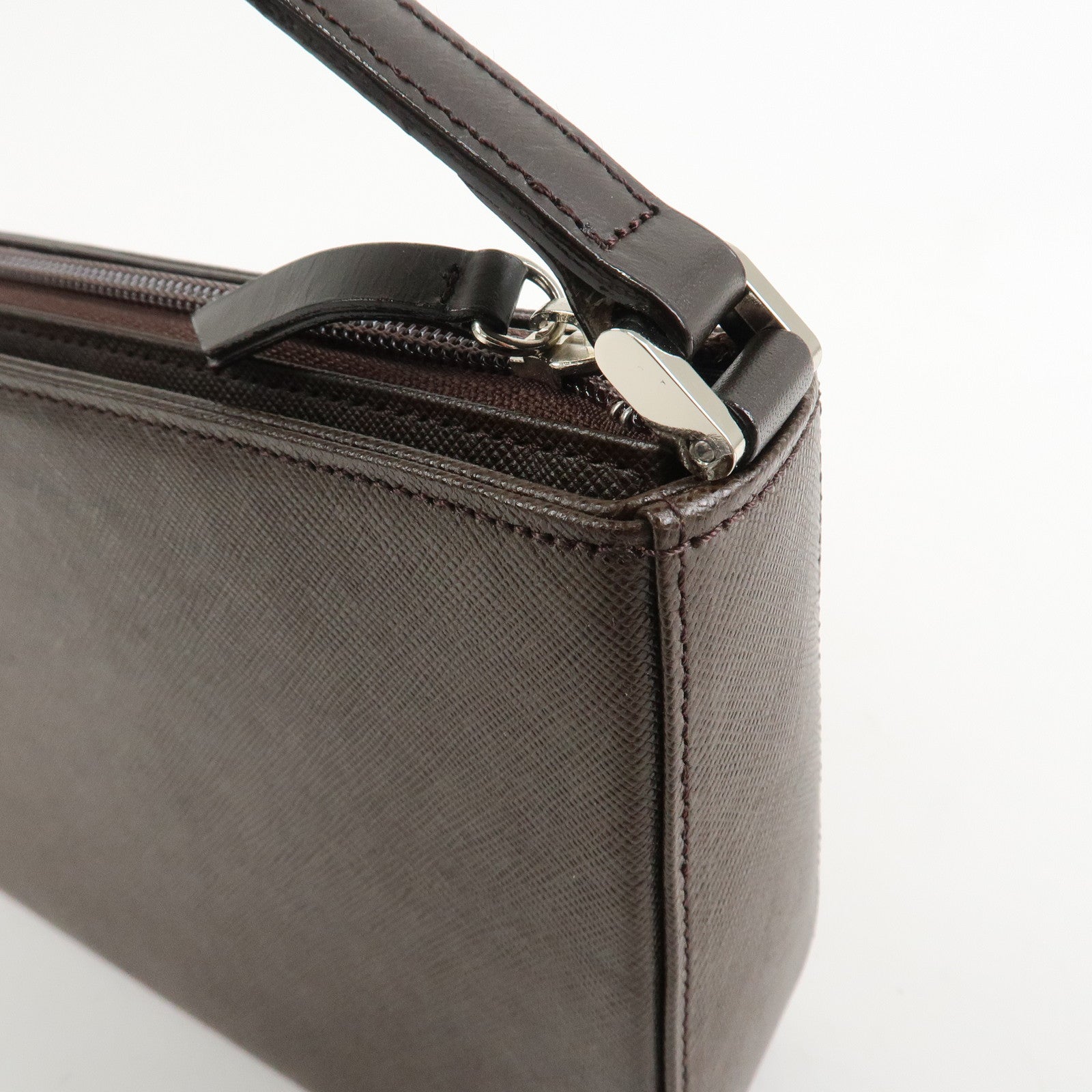 BURBERRY Leather Shoulder Bag Hand Bag Brown Silver HDW Used