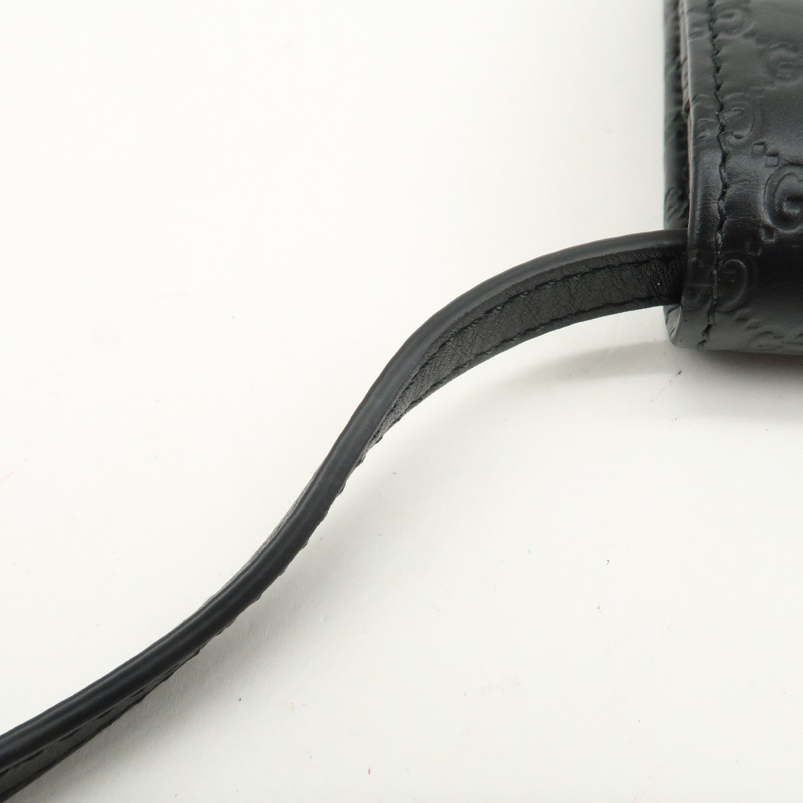 GUCCI Micro Guccissima Leather Shoulder Bag Wallet Bag Black 466507
