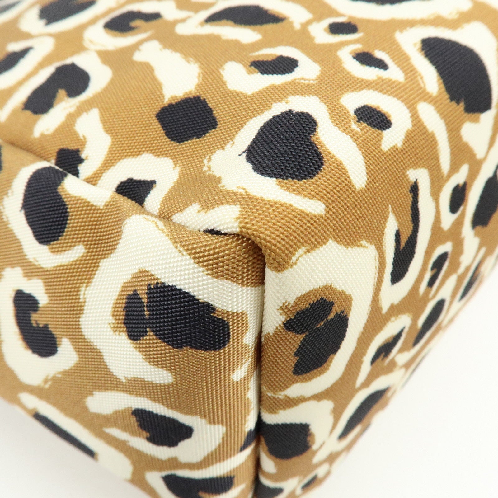 GUCCI Leopard Canvas Leather Tote Bag Hand Bag Beige Black 282439
