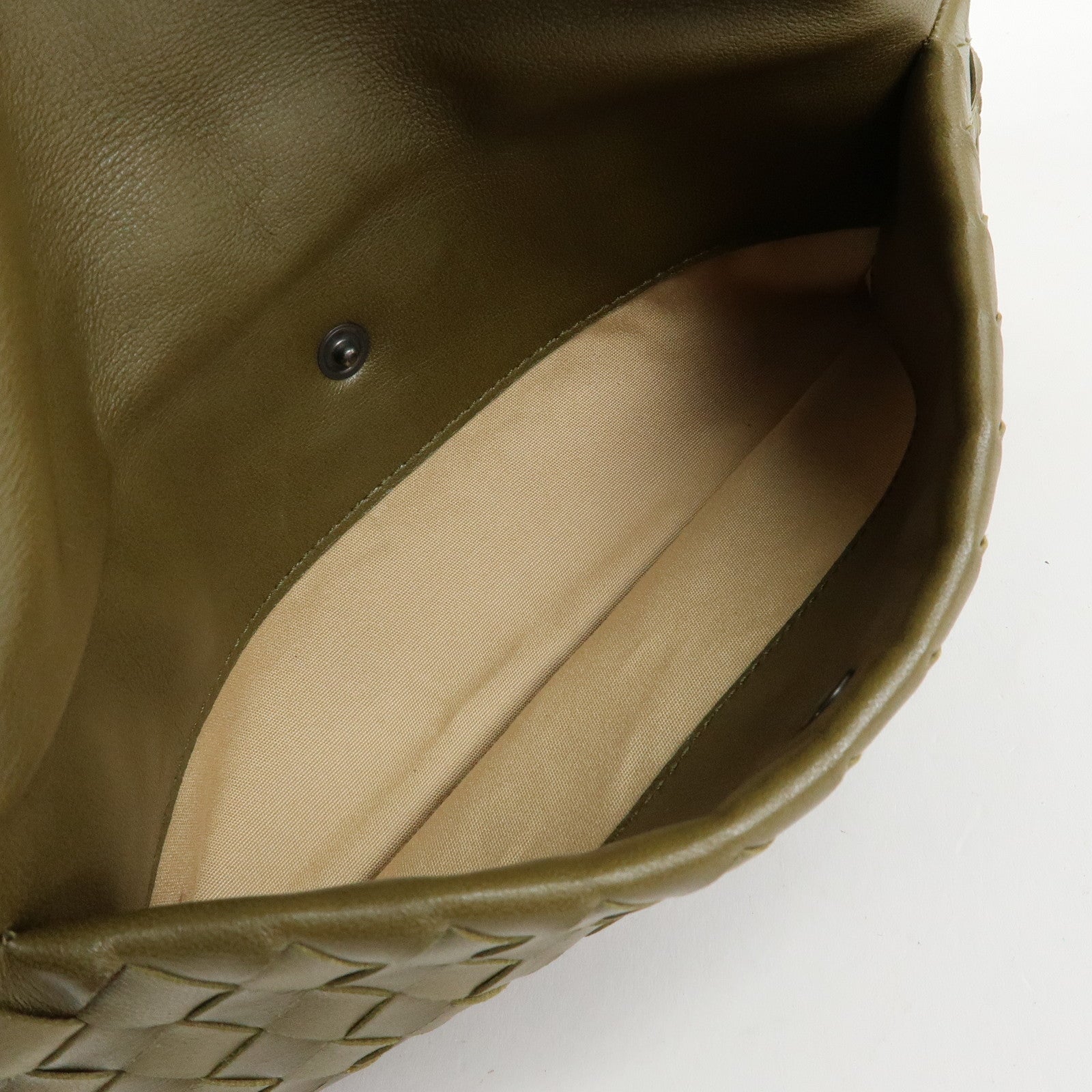 BOTTEGA VENETA Intrecciato Leather Shoulder Bag Khaki 142467