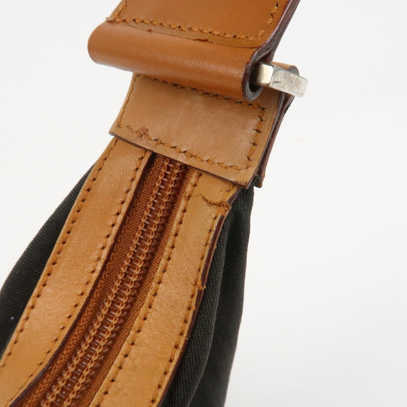 GUCCI Canvas Leather Shoulder Bag Hand Bag Dark Brown 019・0460