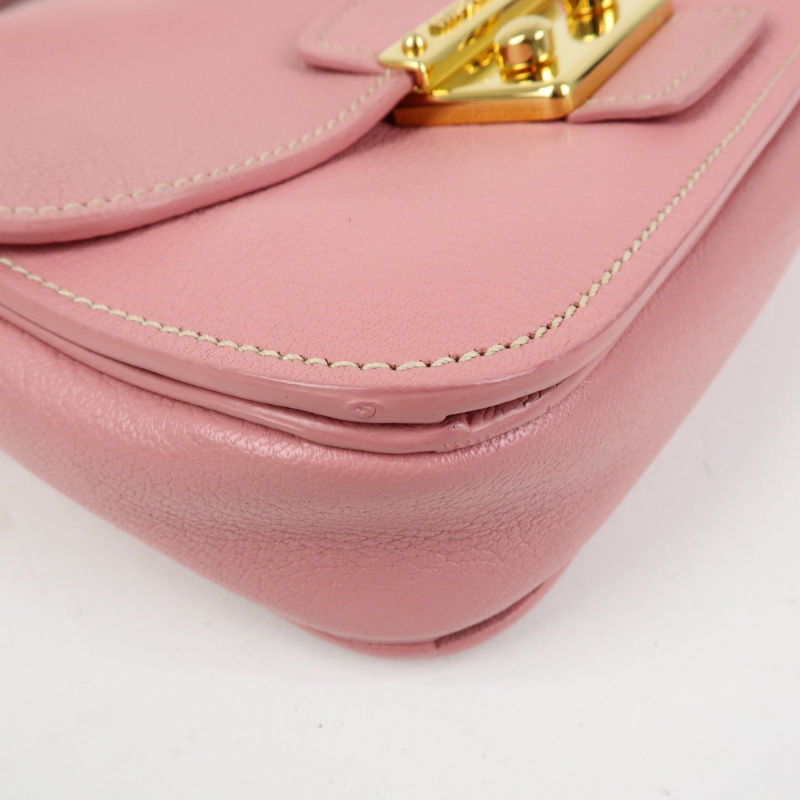 MIU MIU Madras Leather Top Handle 2Way Bag Hand Bag Pink RN0717