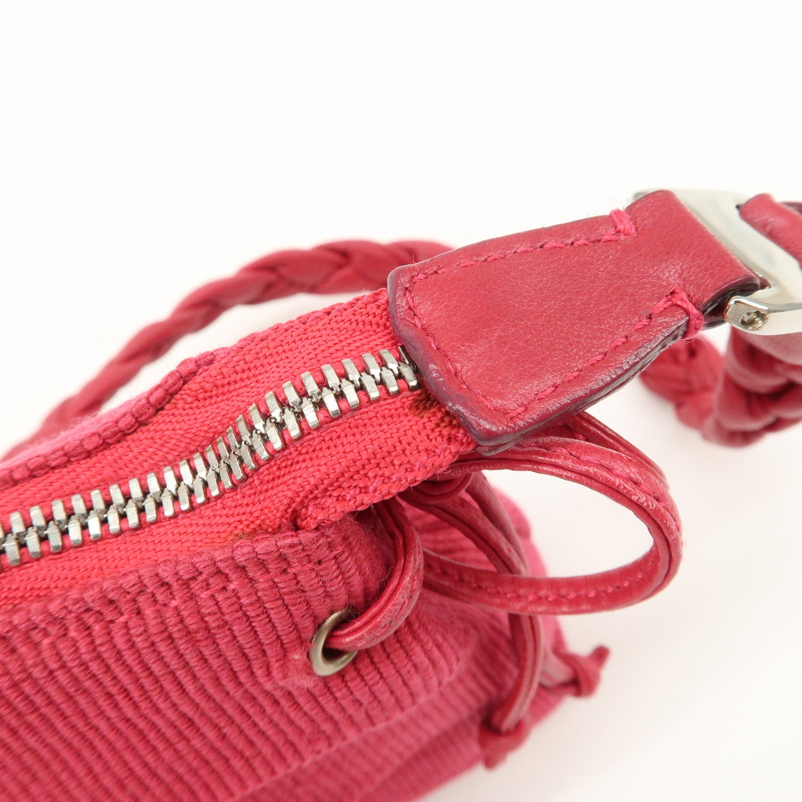 Ferragamo Logo Canvas Leather Shoulder Bag Hand Bag Pink