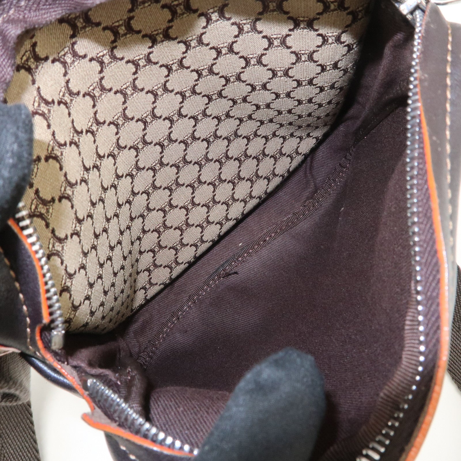 CELINE Macadam Leather Canvas Shoulder Bag Crossbody Bag Used