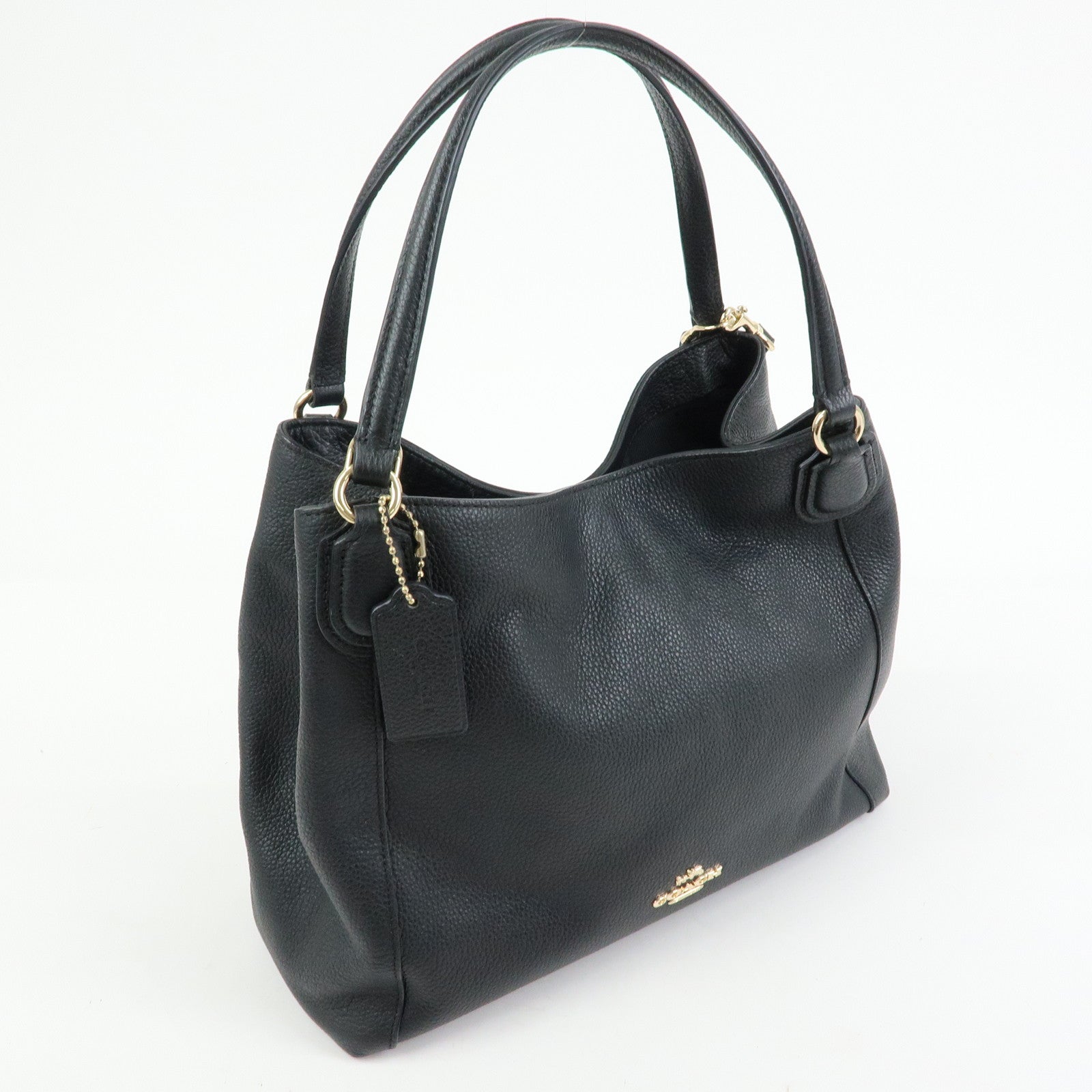 COACH Edie Leather 2Way Shoulder Bag Hand Bag Black