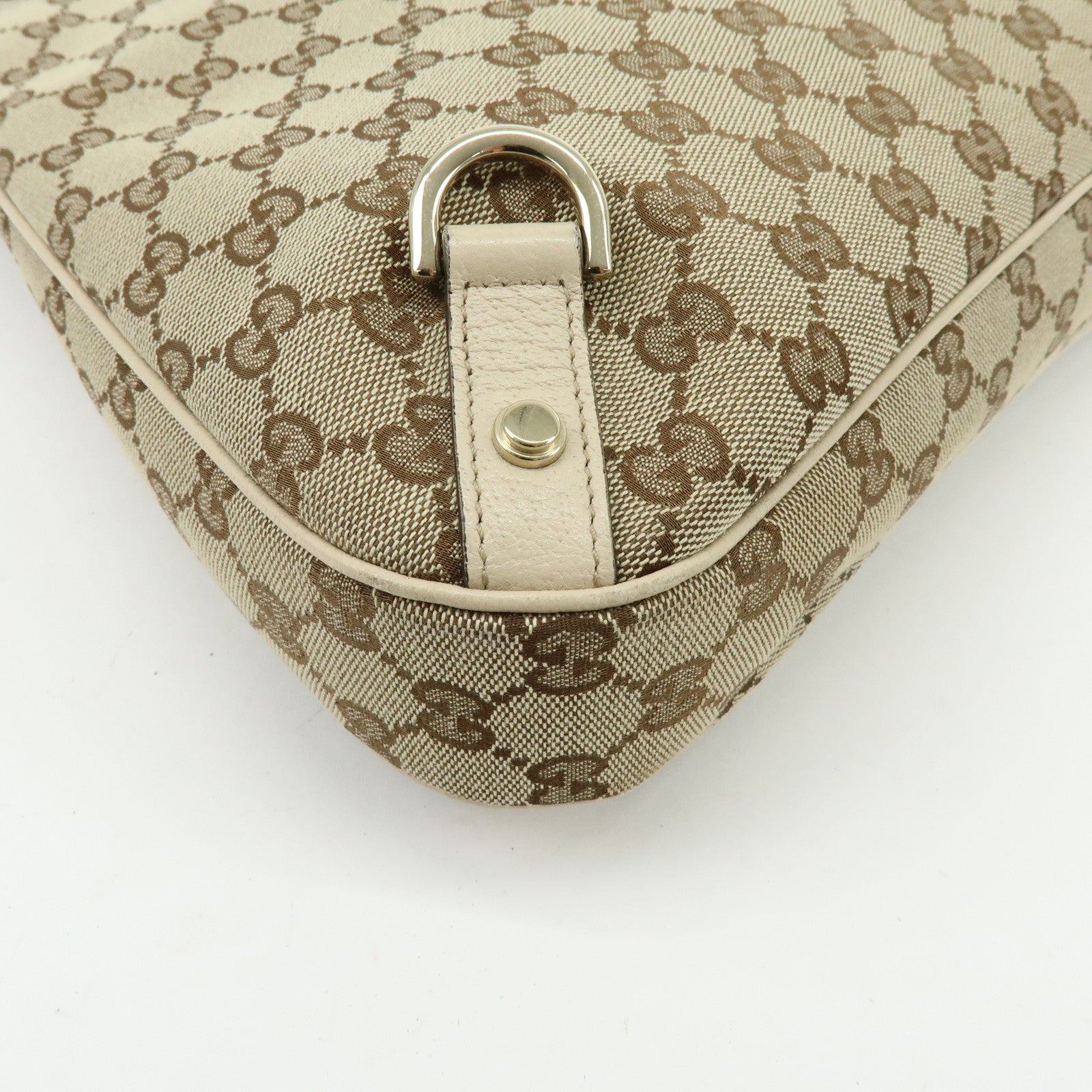 GUCCI Abbey GG Canvas Leather Shoulder Bag Hand Bag Beige 130737