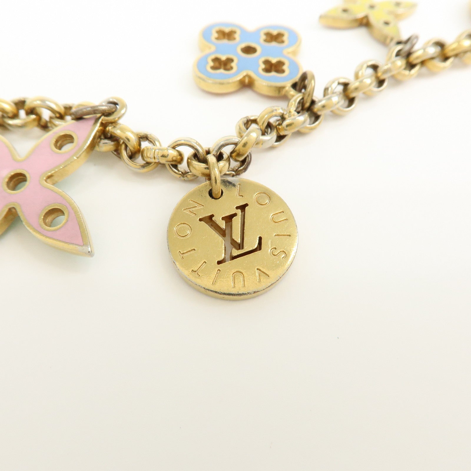 Louis Vuitton Logo Plate Metal Bag Charm Key Chain Silver M65367