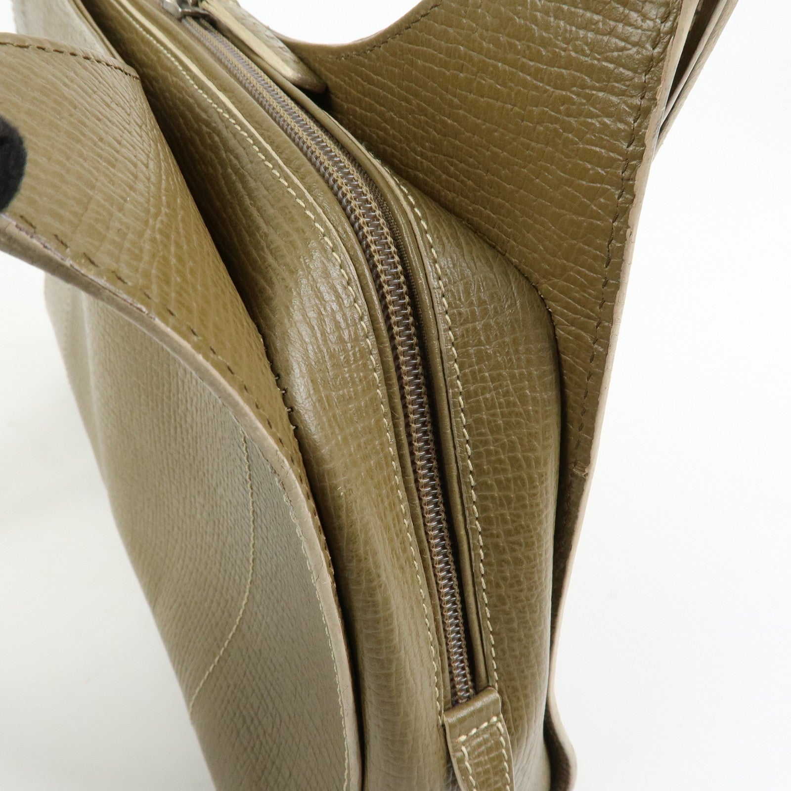 LOEWE Logo Leather Shoulder Bag Hand Bag Khaki