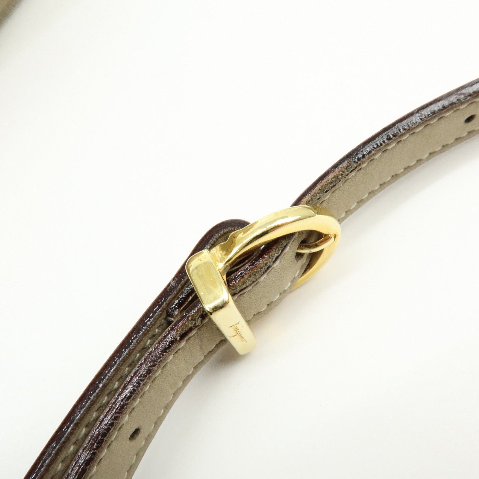 Ferragamo Vara Leather Shoulder Bag Crossbody Bag Greige