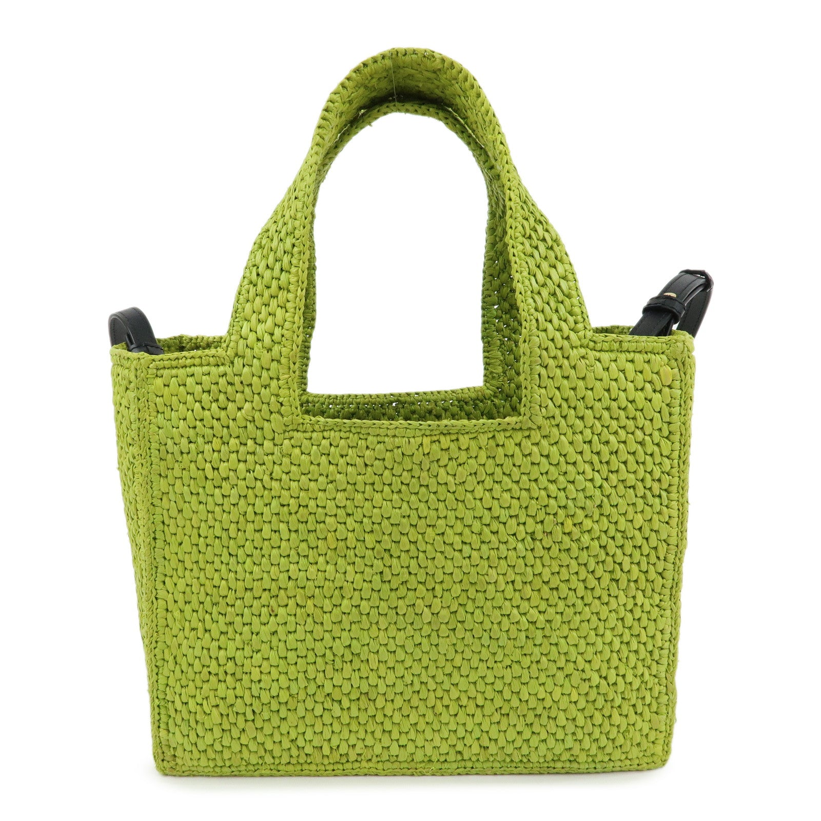LOEWE Font Tote Bag Raffia Leather 2Way Shoulder Bag Green