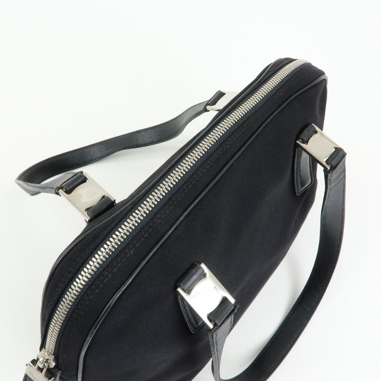 Ferragamo Vara Nylon Leather Boston Bag Shoulder Bag Black