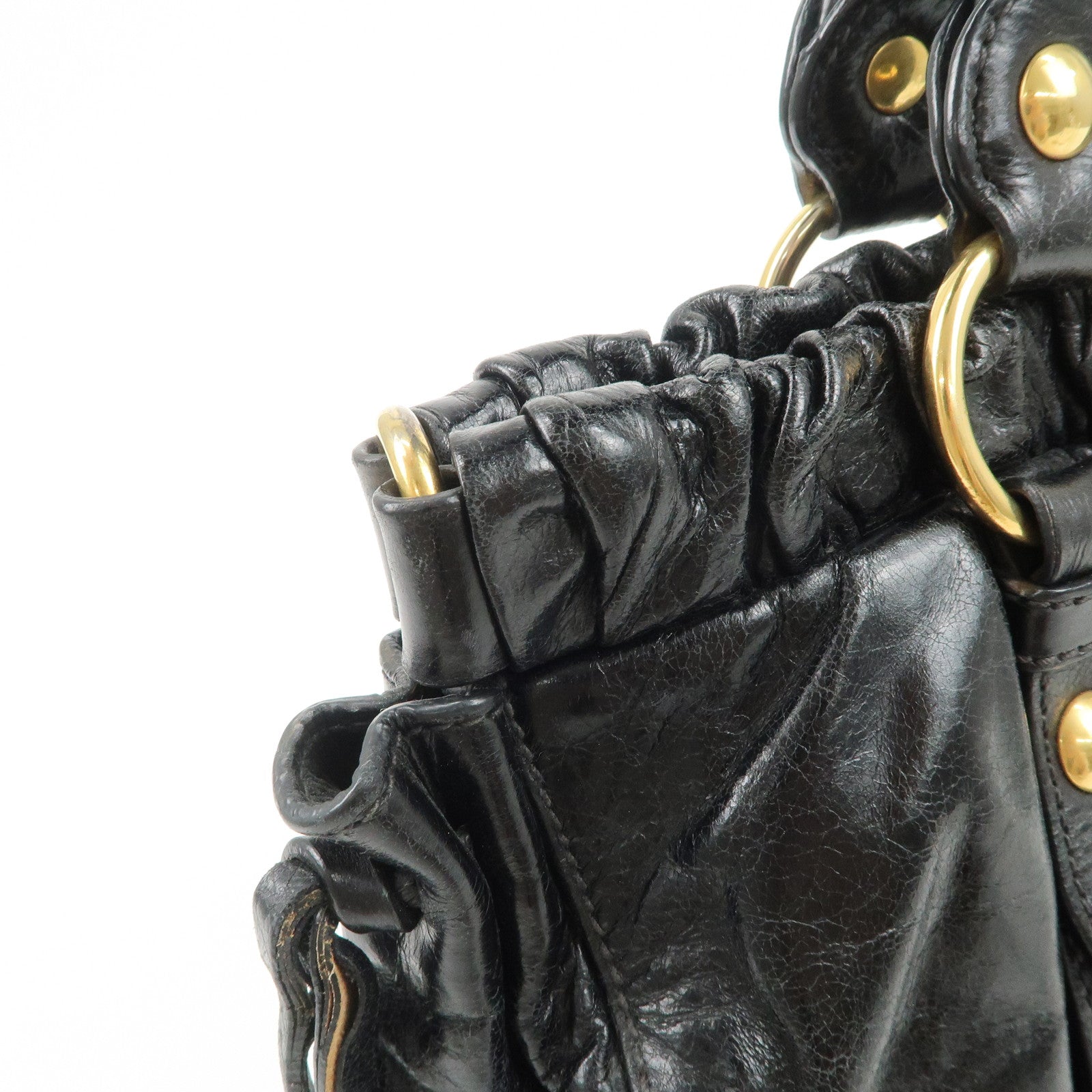 MIU MIU Patent Leather 2Way Tote Bag Shoulder Bag Black RT0383