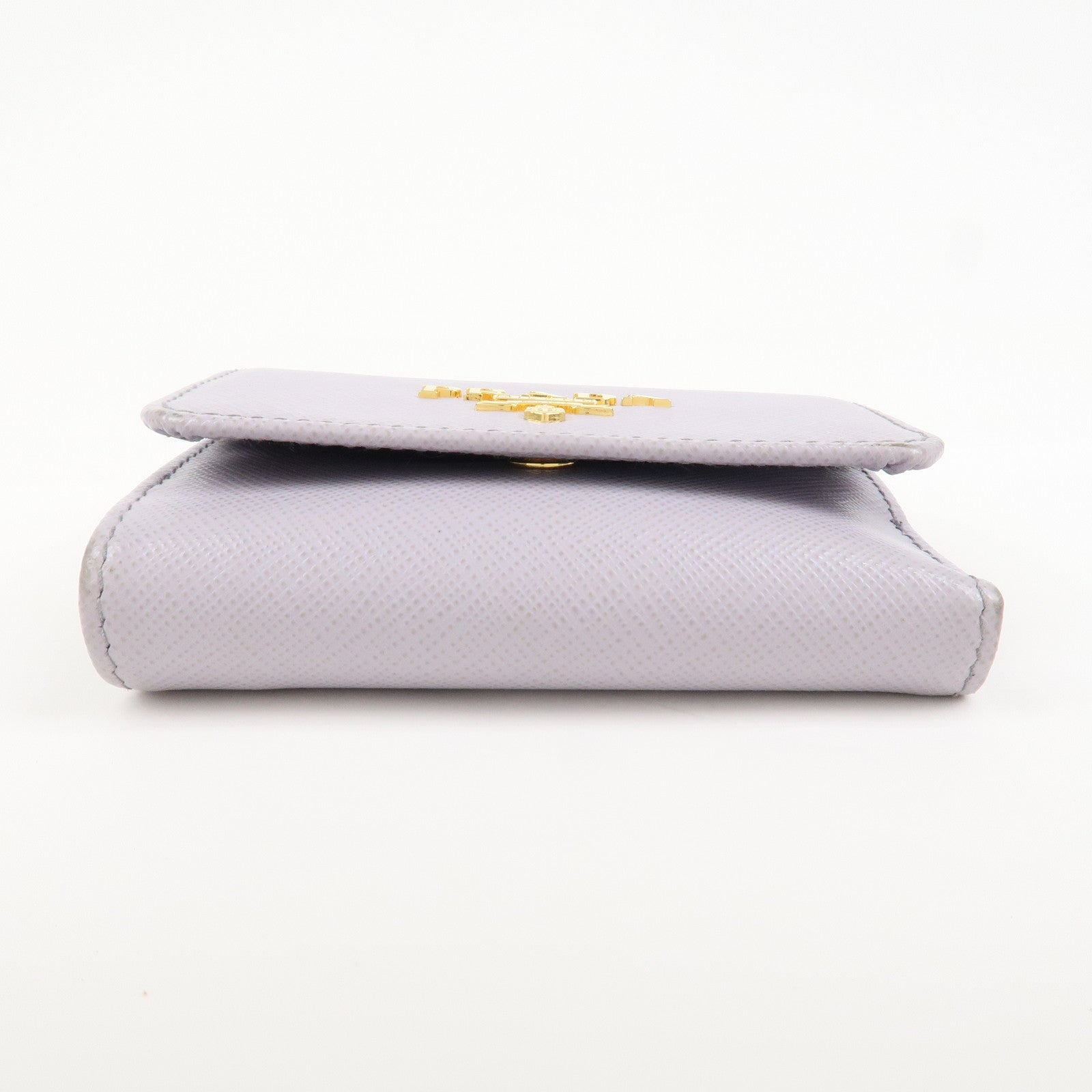 PRADA Saffiano Leather Tri-fold Compact Wallet Light Purple 1MH043
