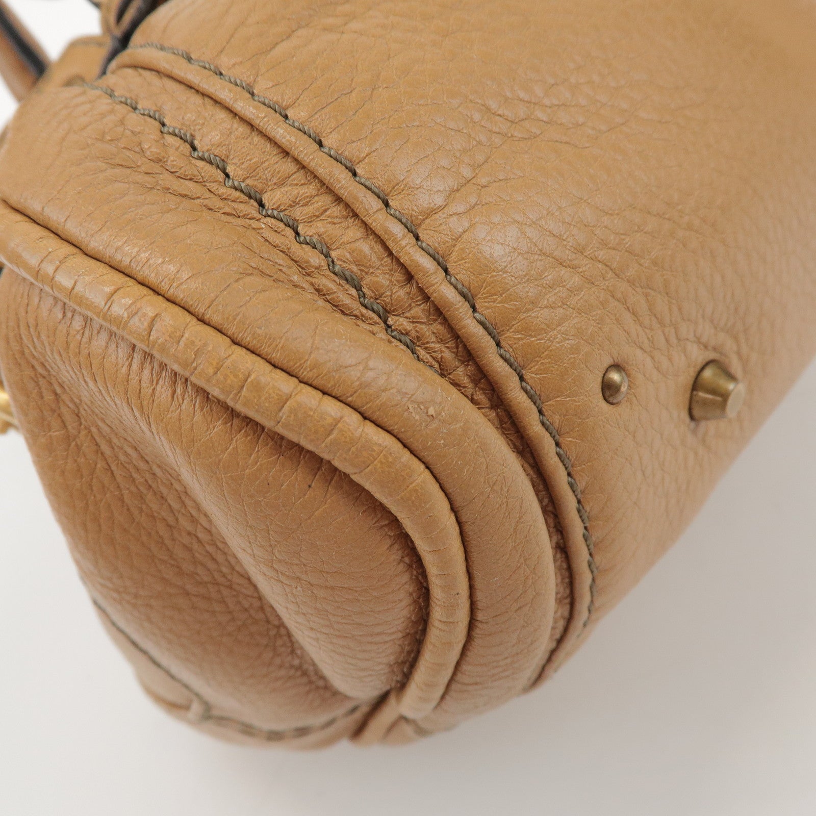 Chloe Paddington Leather Tote Bag Hand Bag Beige Brown