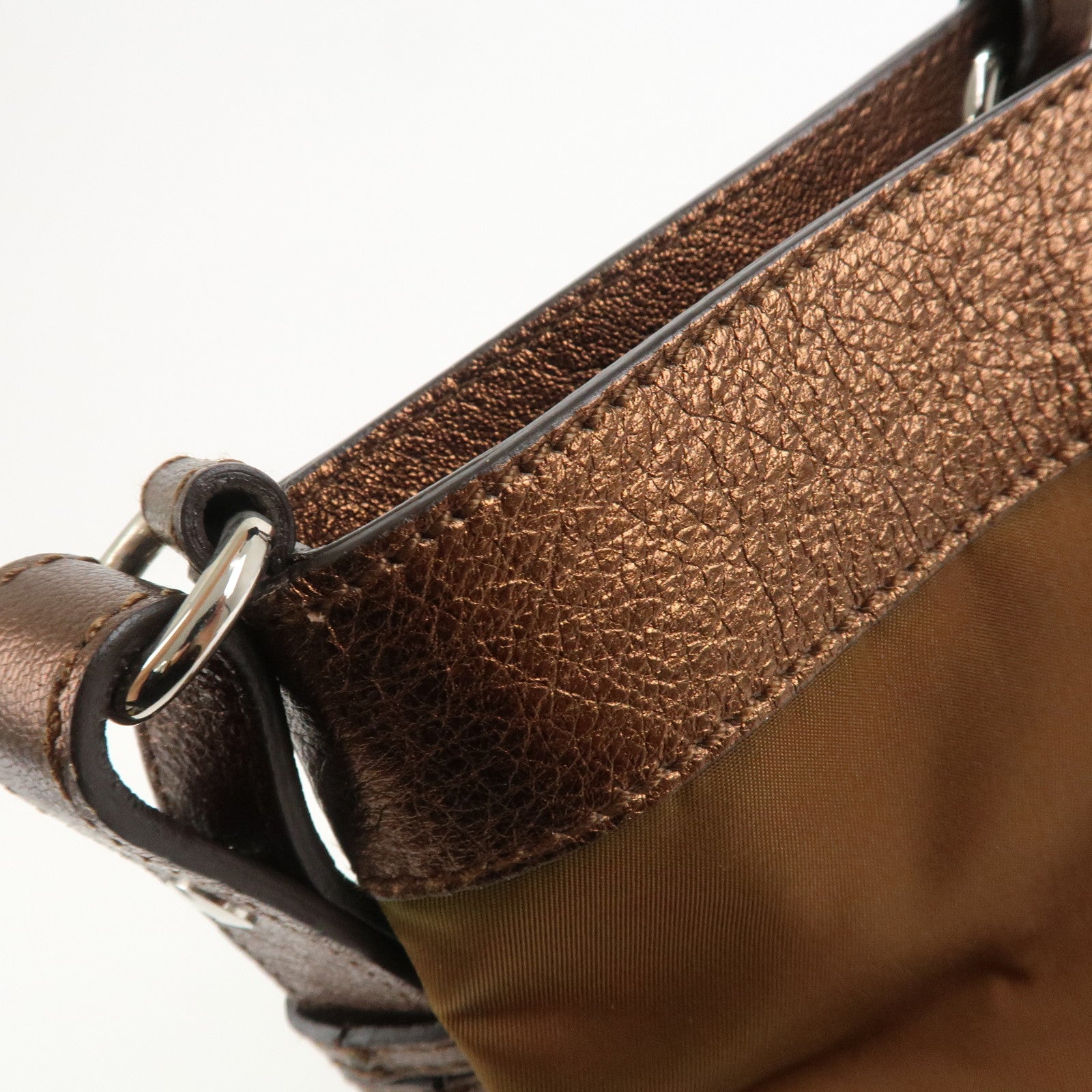 Ferragamo Nylon 2Way Bag Hand Bag Shoulder Bag Brown AU-21 C094