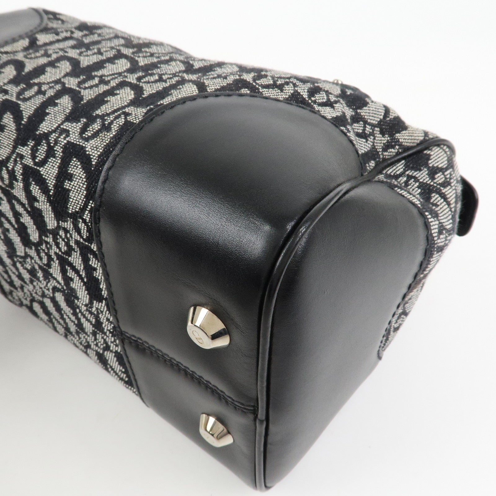 Christian Dior Trotter Canvas Leather Mini Boston Hand Bag Black
