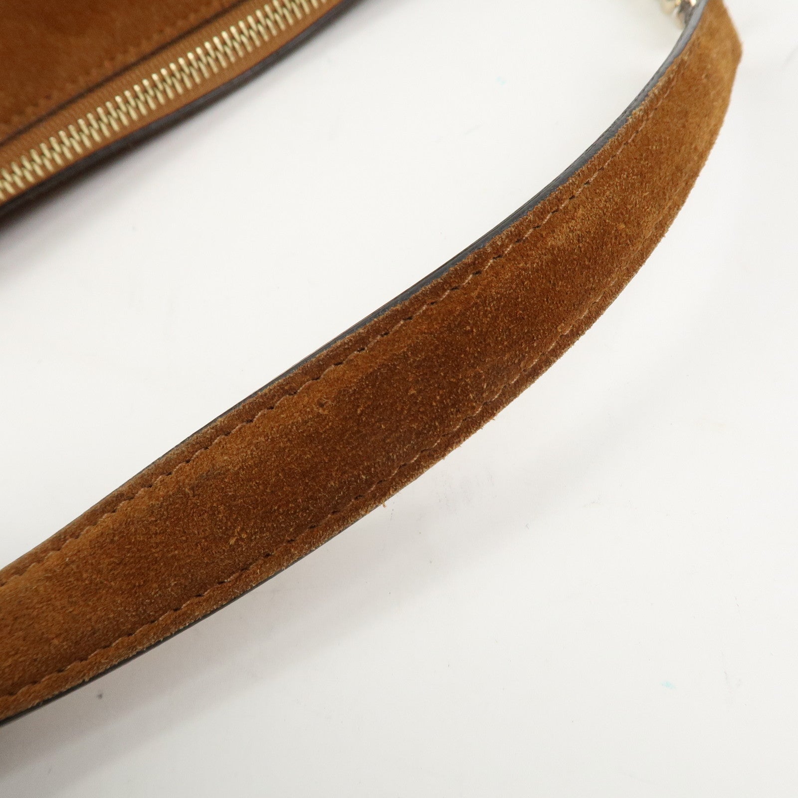 JIMMY CHOO Suede Leather Chain Shoulder Bag Hand Bag Brown