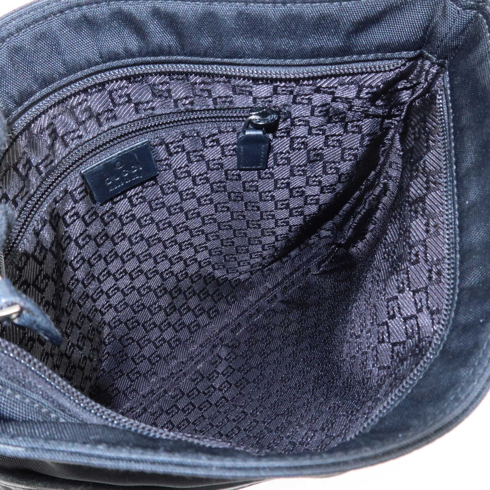 GUCCI Leather Nylon Shoulder Bag Black 141626 Used