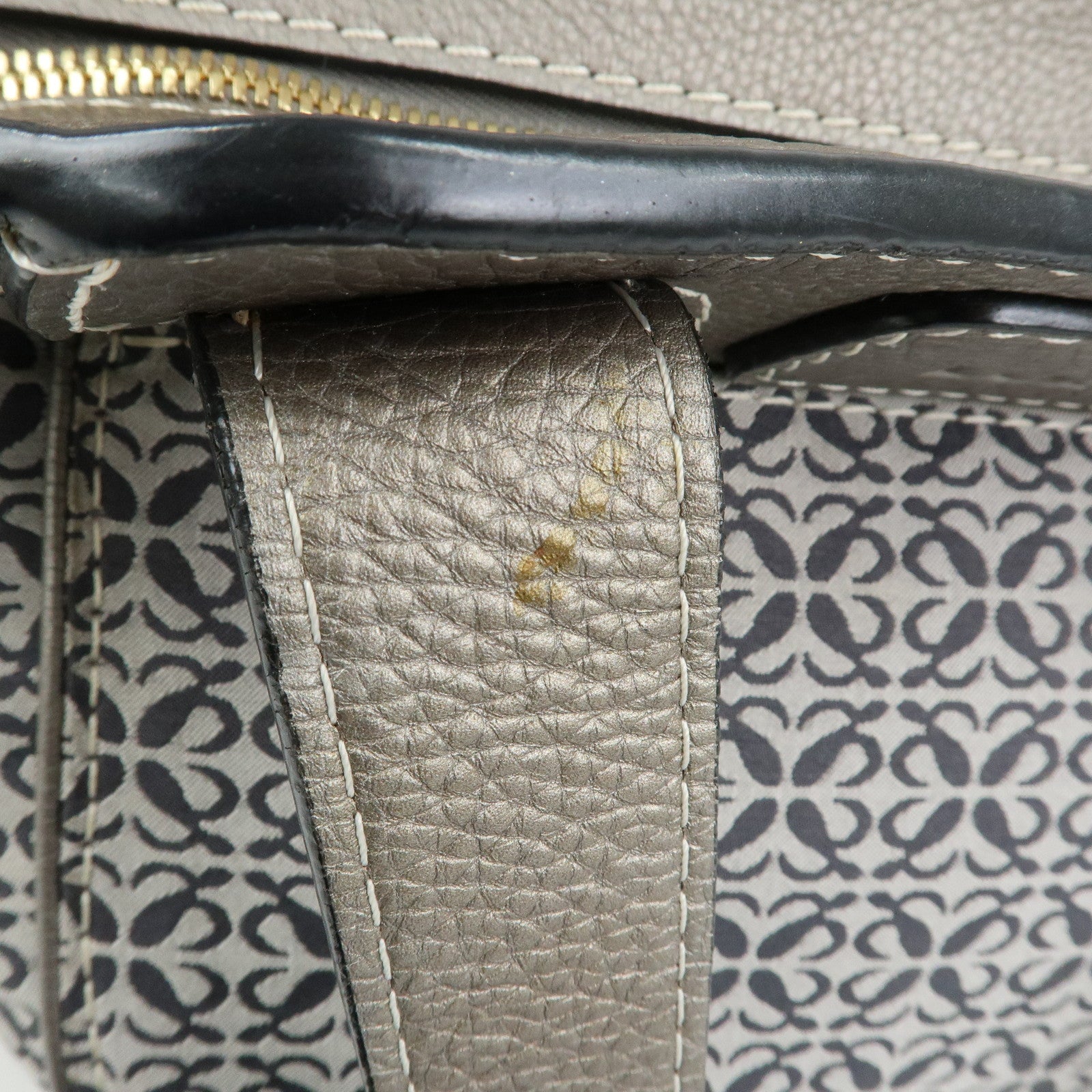 LOEWE New Road Line Repeat Anagram Canvas Calf Leather Hand Bag