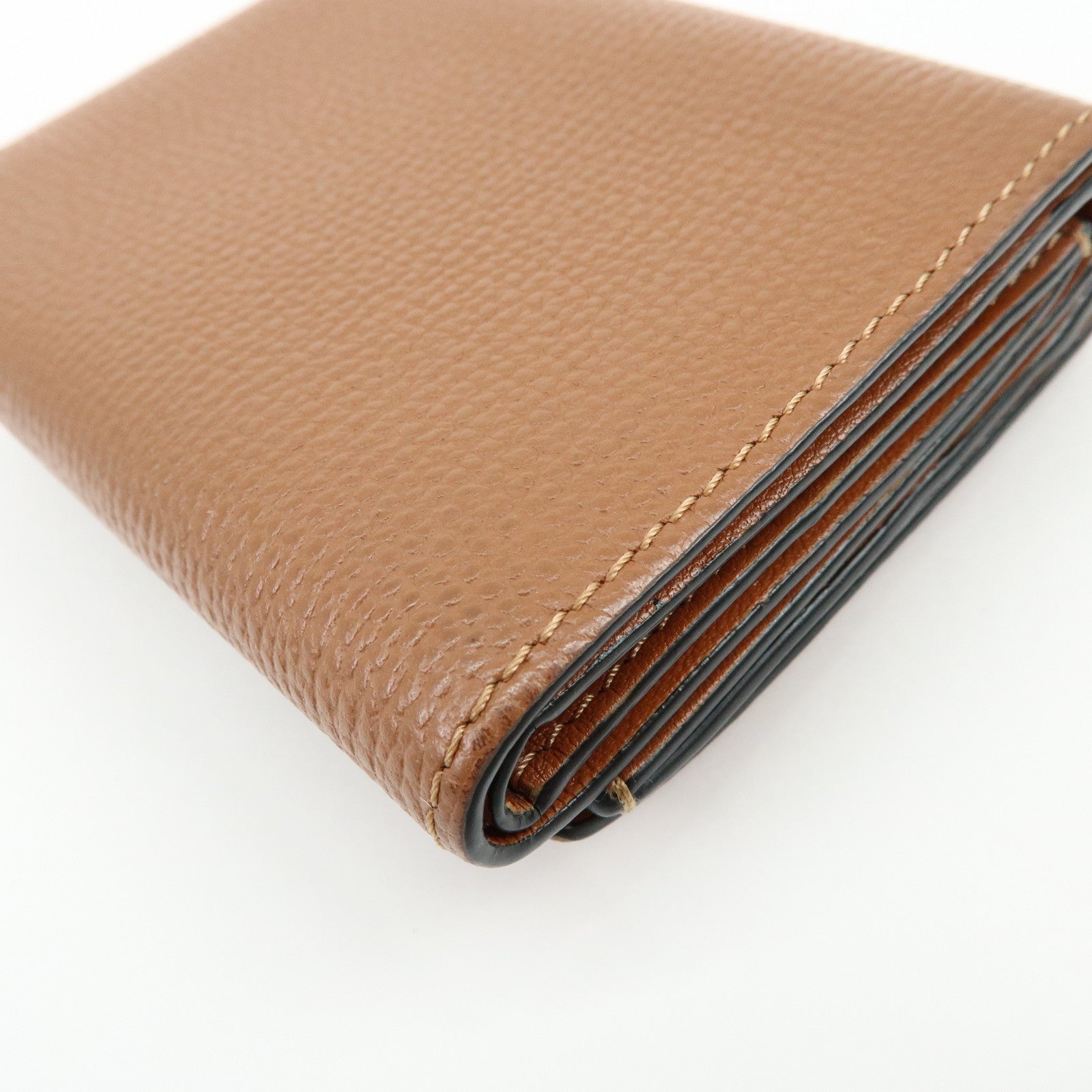 LOEWE Anagram Pebble Grained Calf Compact Tri-fold Wallet Camel