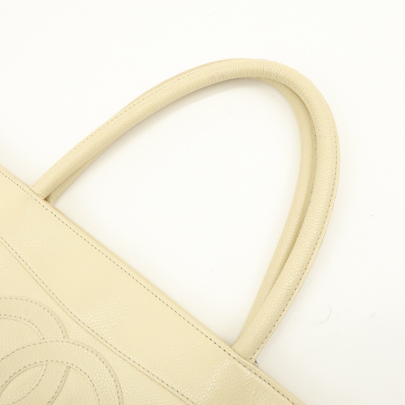 CHANEL COCO Mark Caviarskin Tote Bag Shoulder Bag Ivory