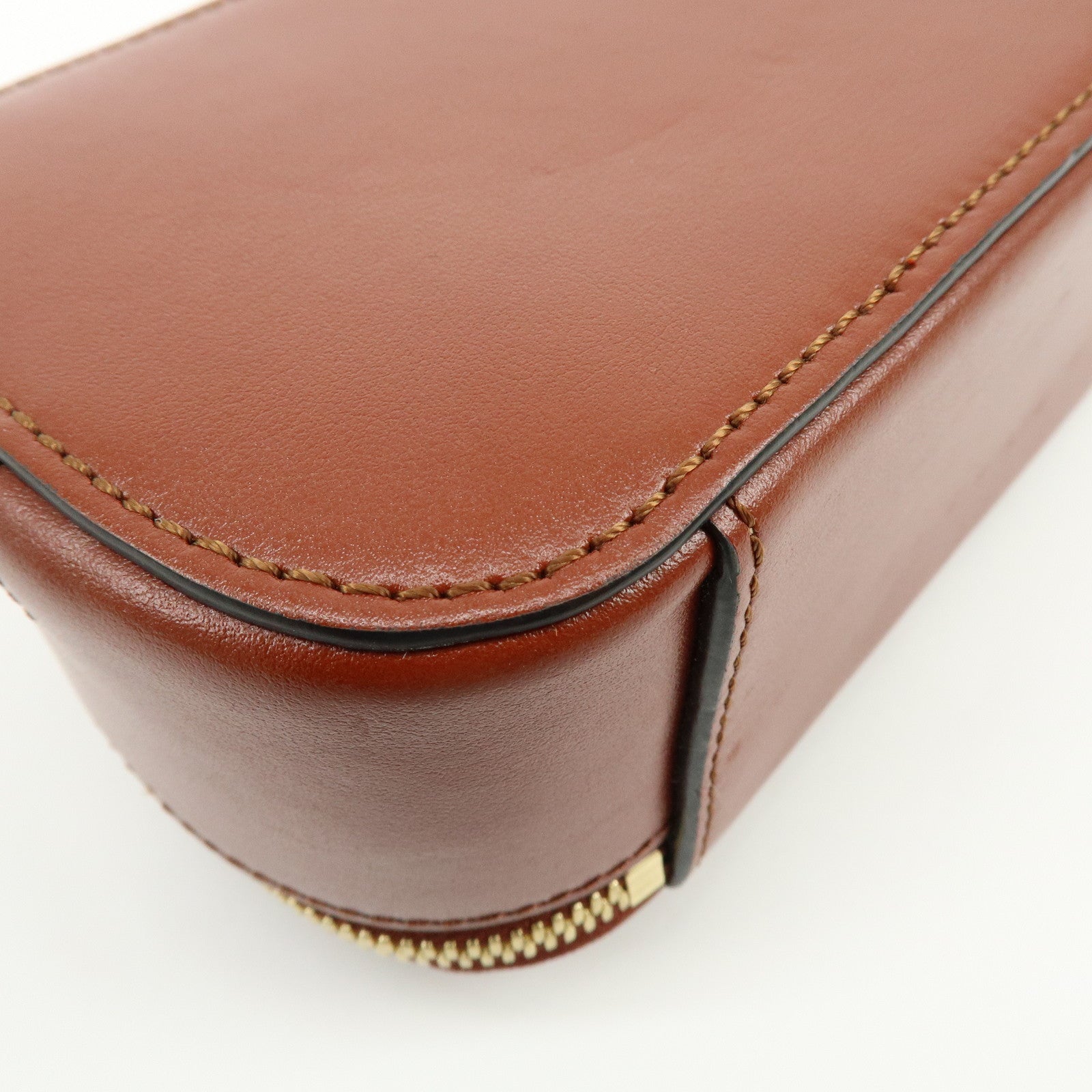 Chloe Leather 2Way Chain Shoulder Bag Mini Vanity Bag Brown