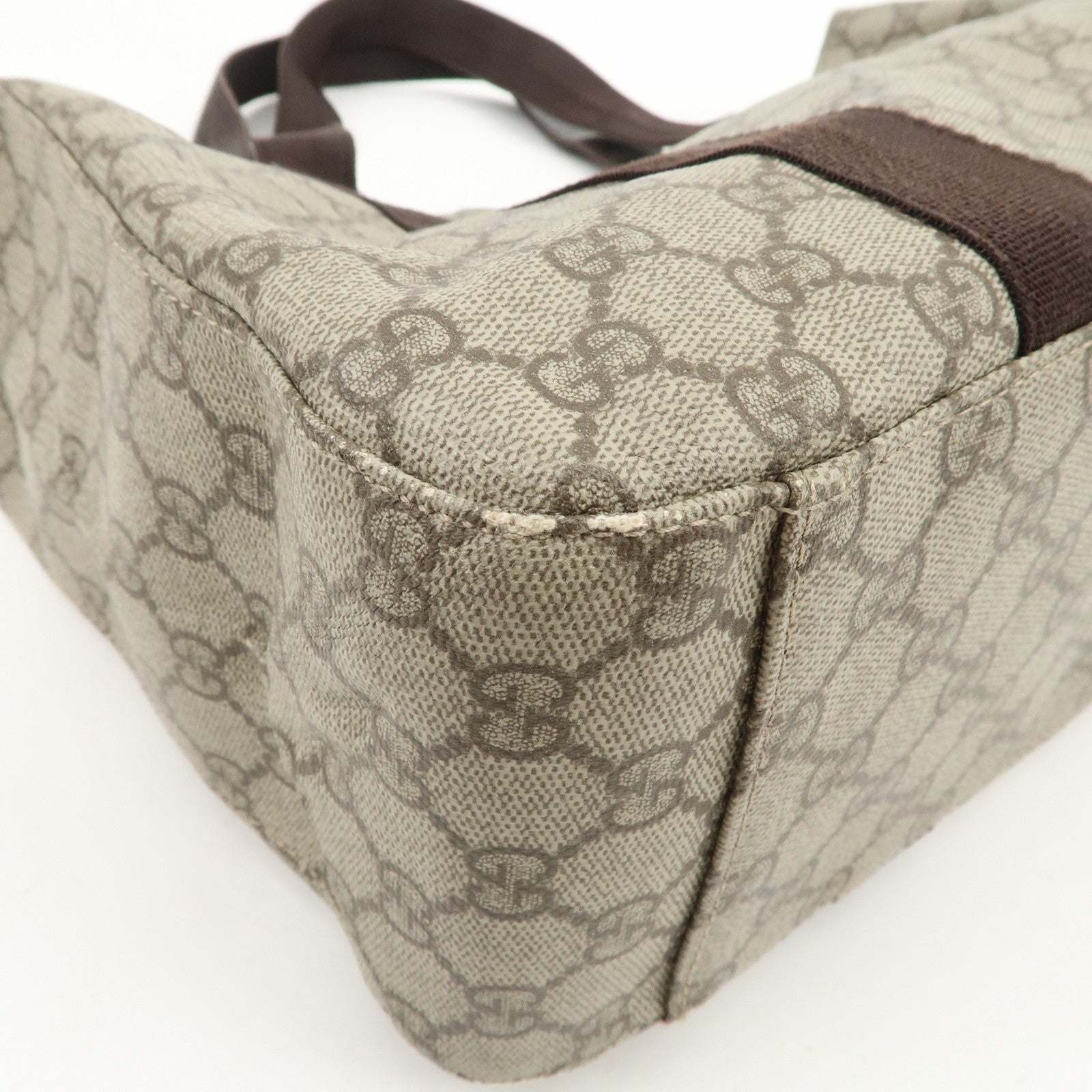 GUCCI GG Supreme Canvas Leather Tote Bag Shoulder Bag Brown 141624