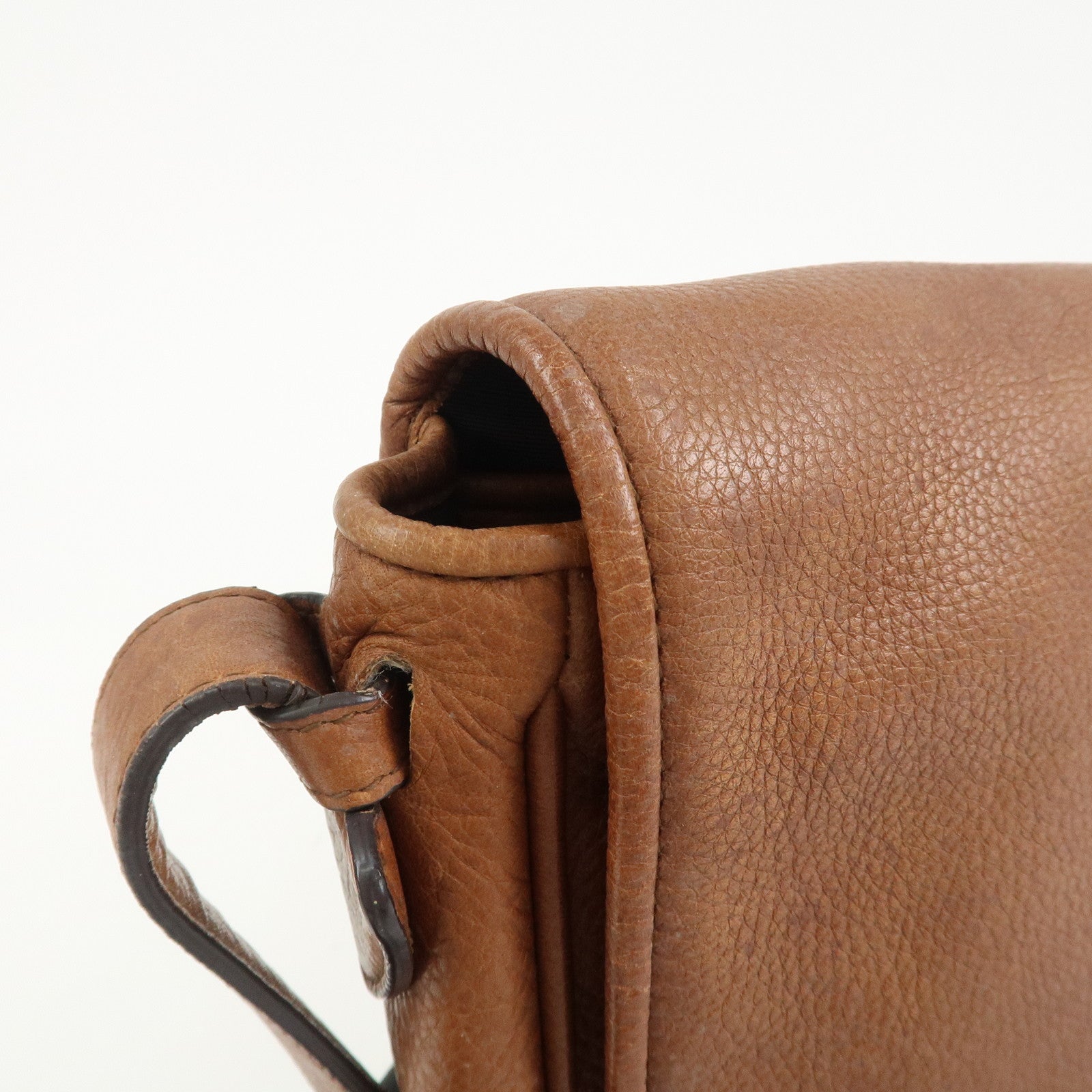 LOEWE Heritage Logo Leather Shoulder Bag Crossbody Bag Brown