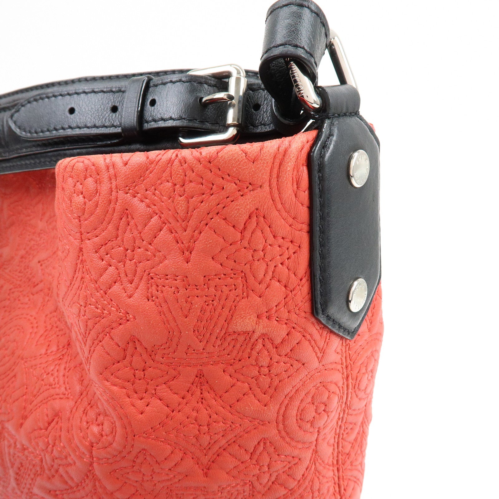 Louis Vuitton Monogram Antheia Leather Shoulder Bag Red Black