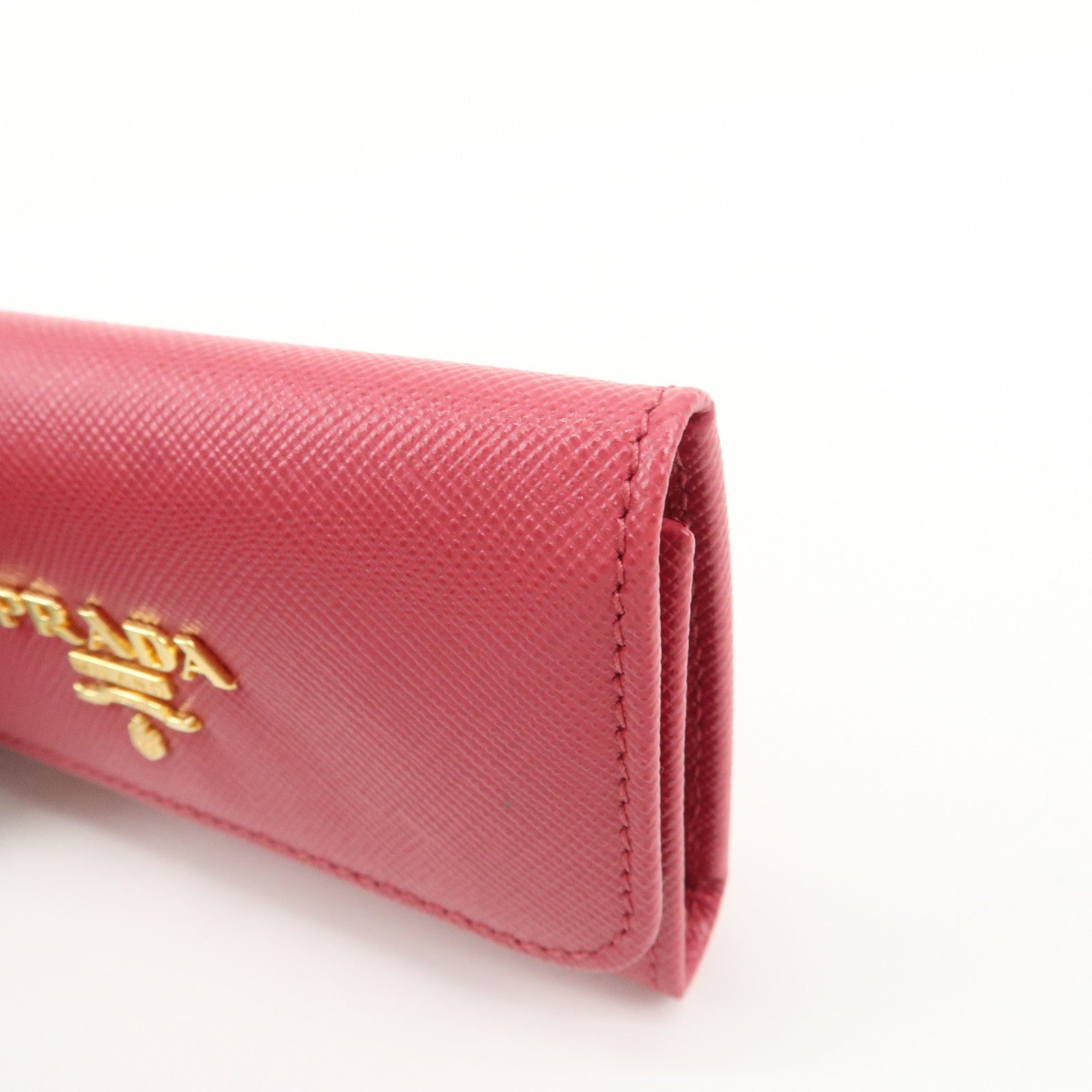 PRADA Logo Saffiano Leather 6 Rings Key Case Key Holder Pink 1PG222
