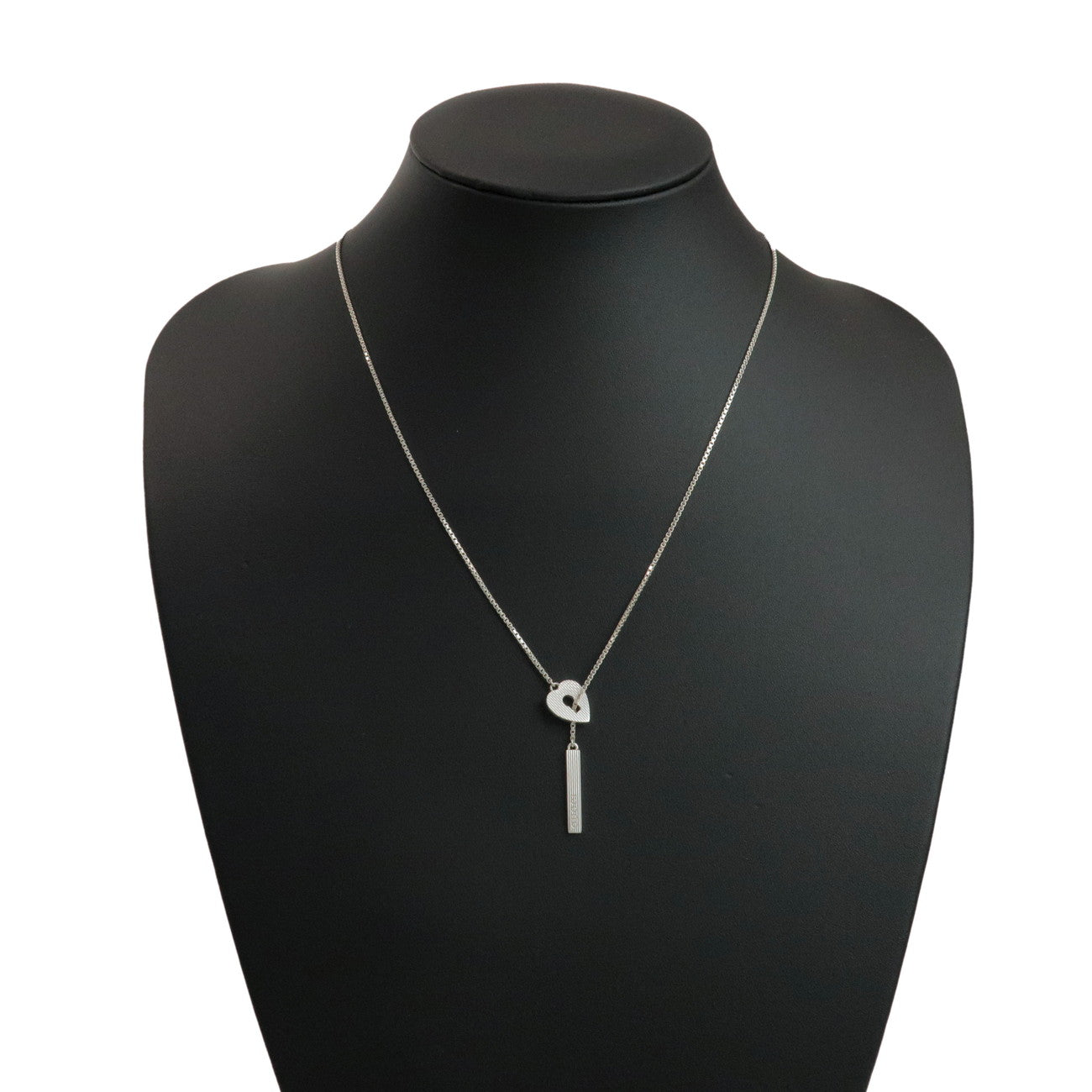 GUCCI Heart Lock Lariat Necklace SV925 Silver