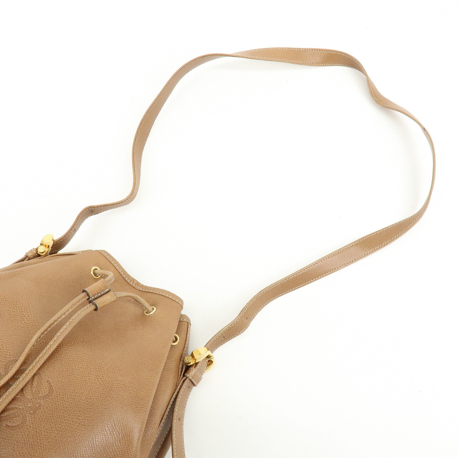 LOEWE Anagarm Leather Drawstring Shoulder Bag Brown