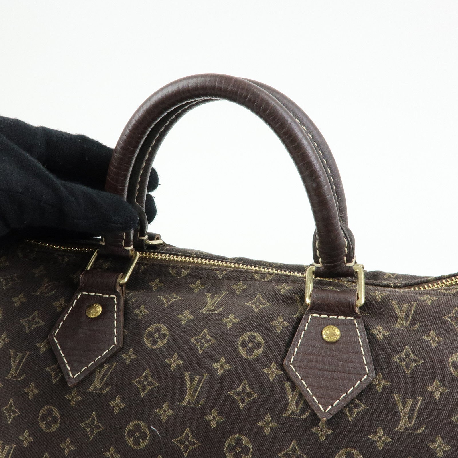 Louis Vuitton Monogram Mini Lin Speedy 30 Boston Bag Ebene M95224