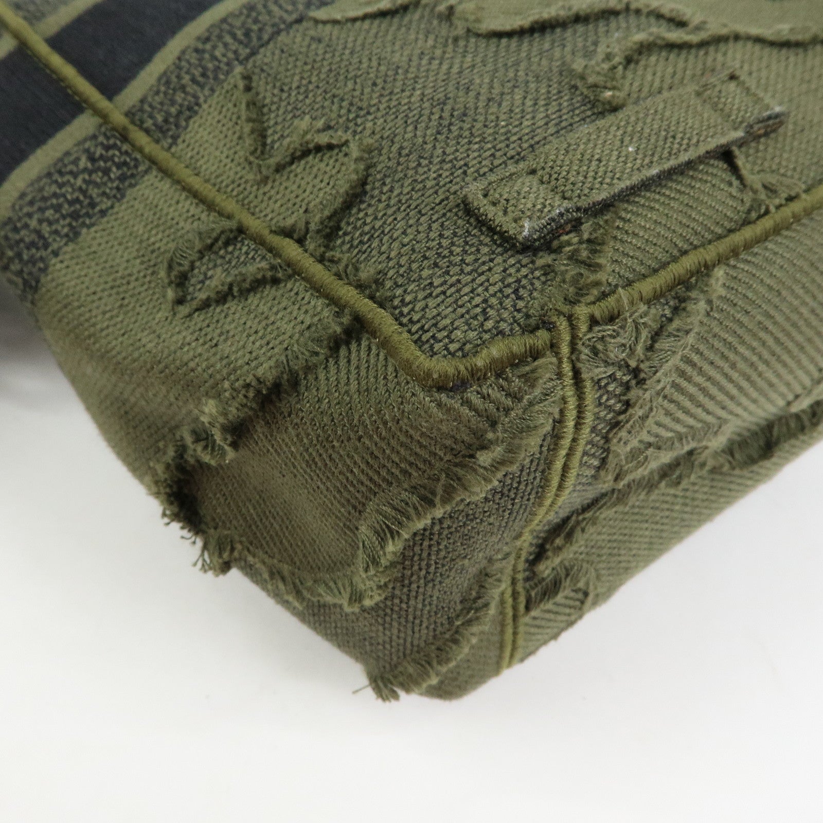 Christian Dior Dior Camp Cotton Canvas Shoulder Bag Khaki Black