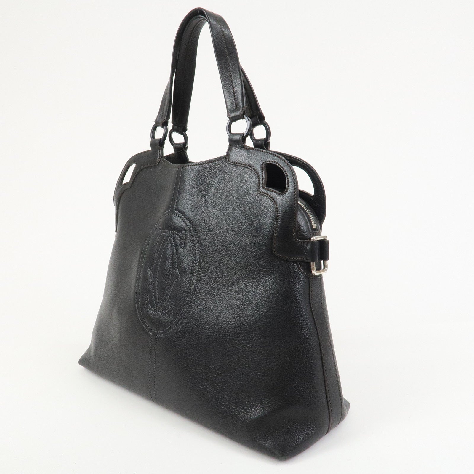 Cartier Marcello Leather Hand Bag Tote Bag Black