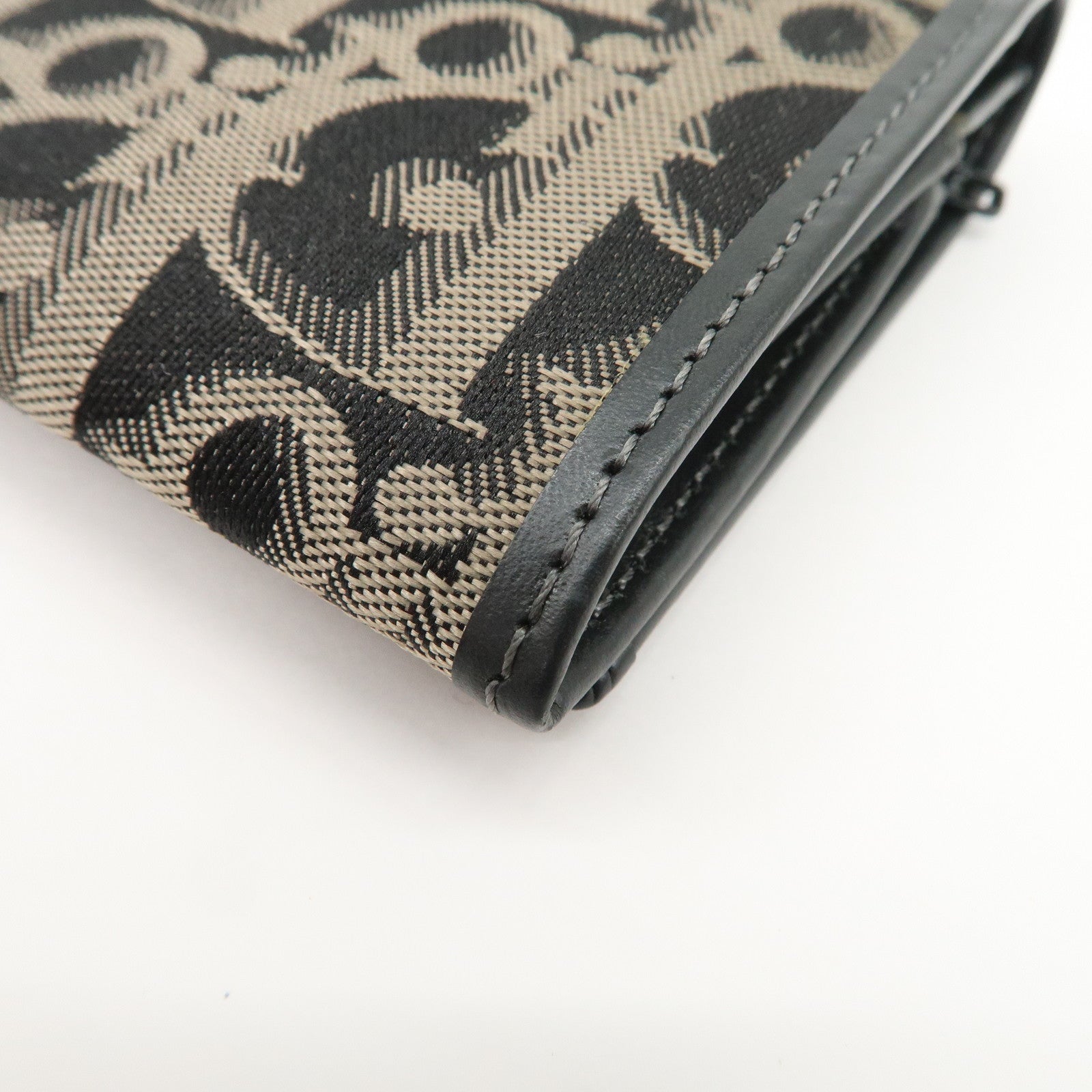 Christian Dior Oblique Canvas Leather Wallet Black Beige