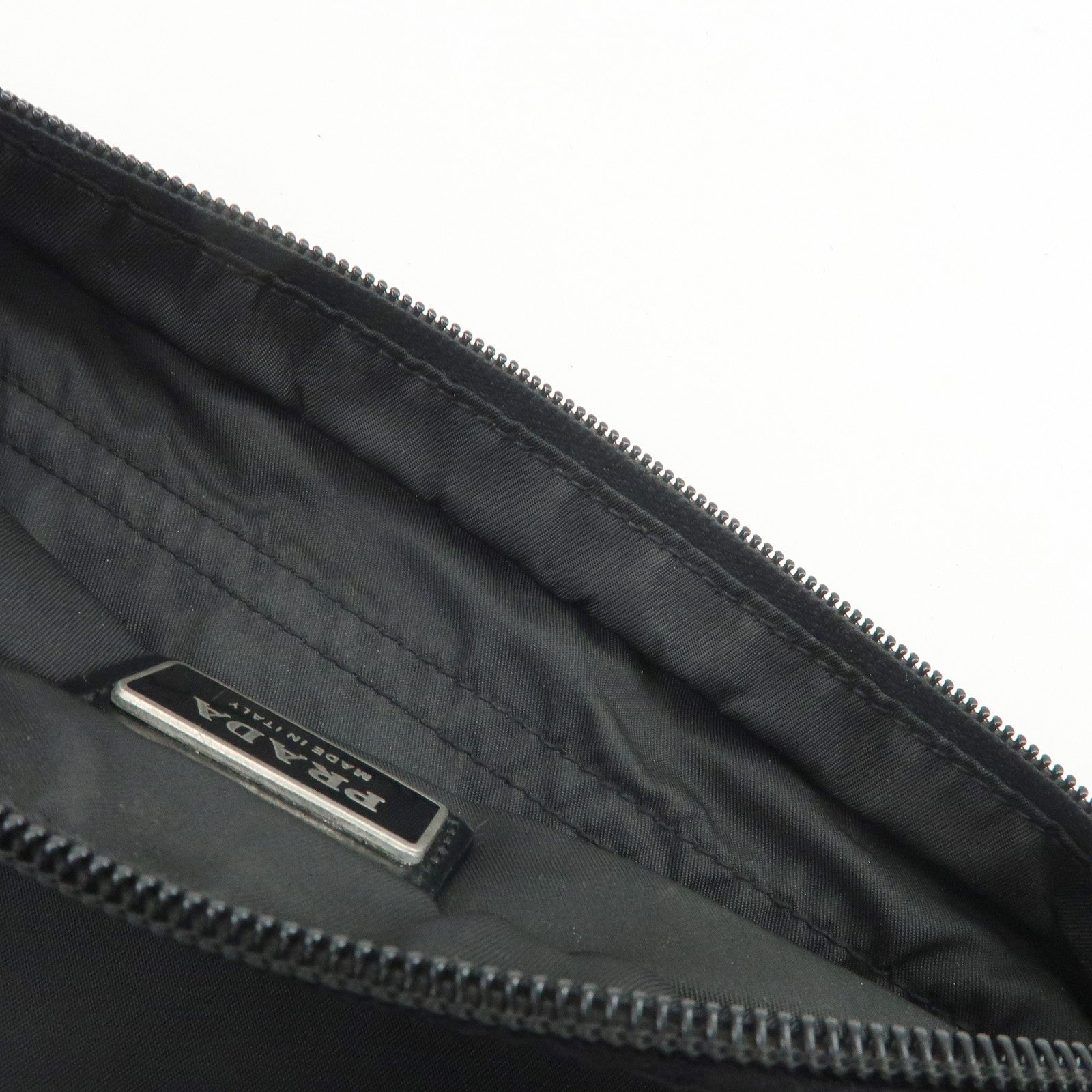 PRADA Triangle Logo Nylon Leather Shoulder Bag Crossbody Bag Black