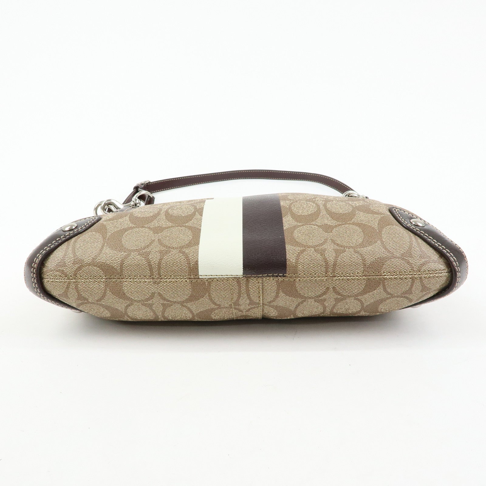 COACH Signature Set of 2 Canvas Leather Shoulder Bag Brown White