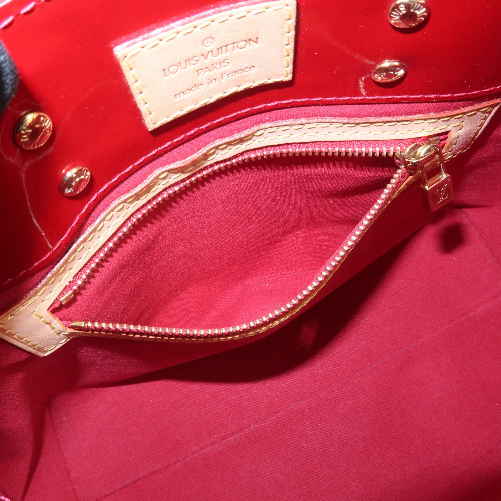 Louis Vuitton Monogram Vernis Lead PM Hand Bag Red M91990