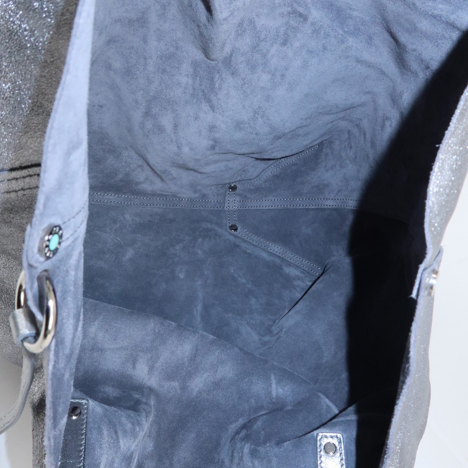 Tiffany&Co. Leather Reversible Tote Bag Sliver Used