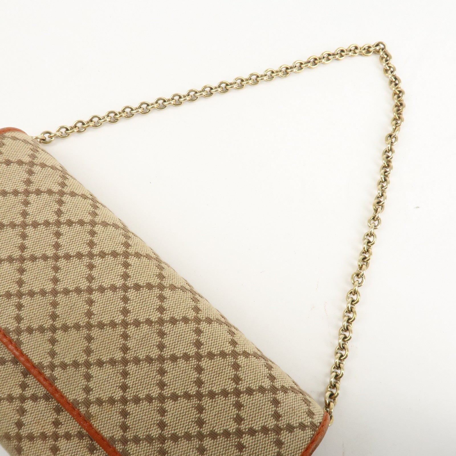 GUCCI Diamante Canvas Chain Strap Long Wallet Hand Bag Beige 269541 Used