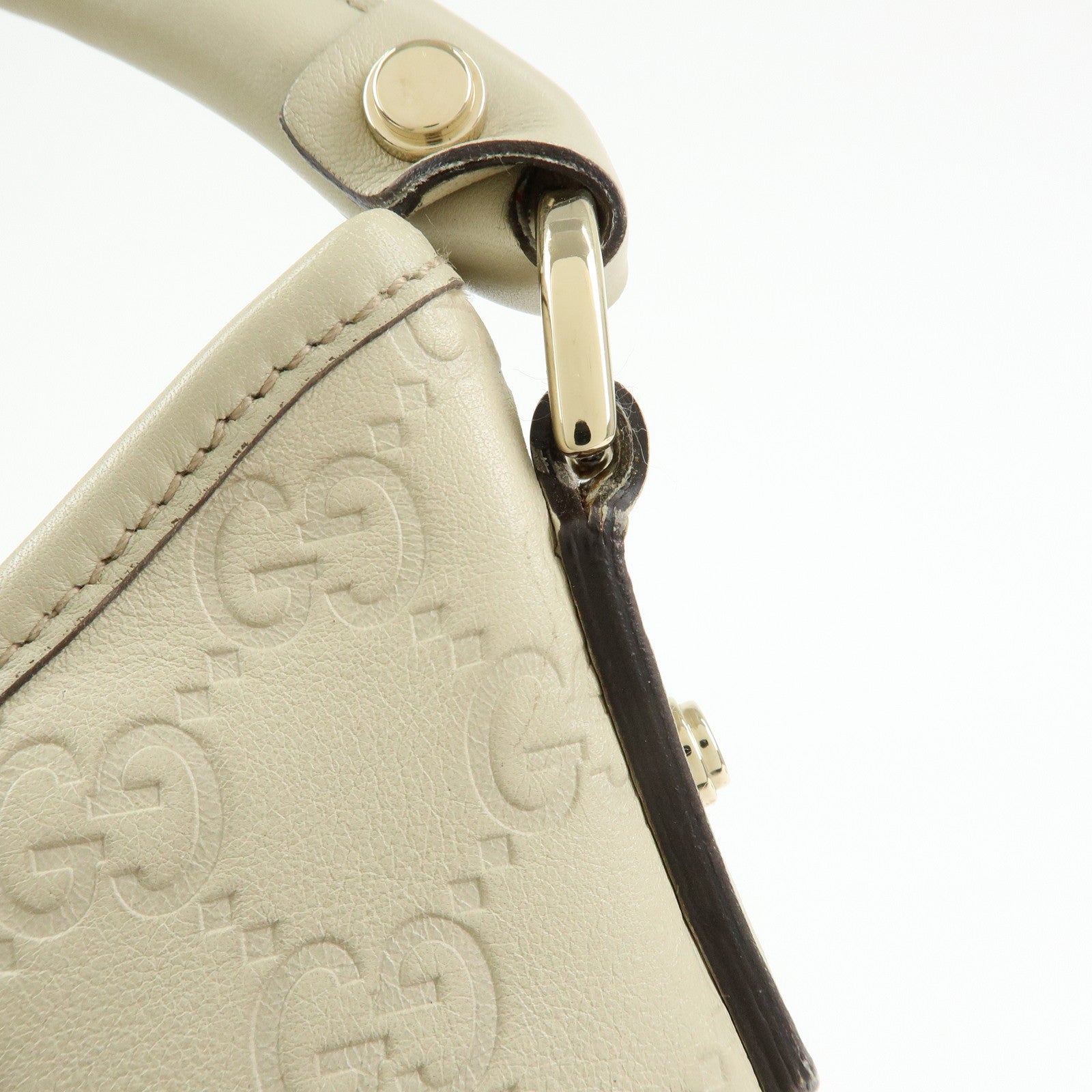 GUCCI Abbey Guccissima Leather Shoulder Bag Hand Bag White 130737