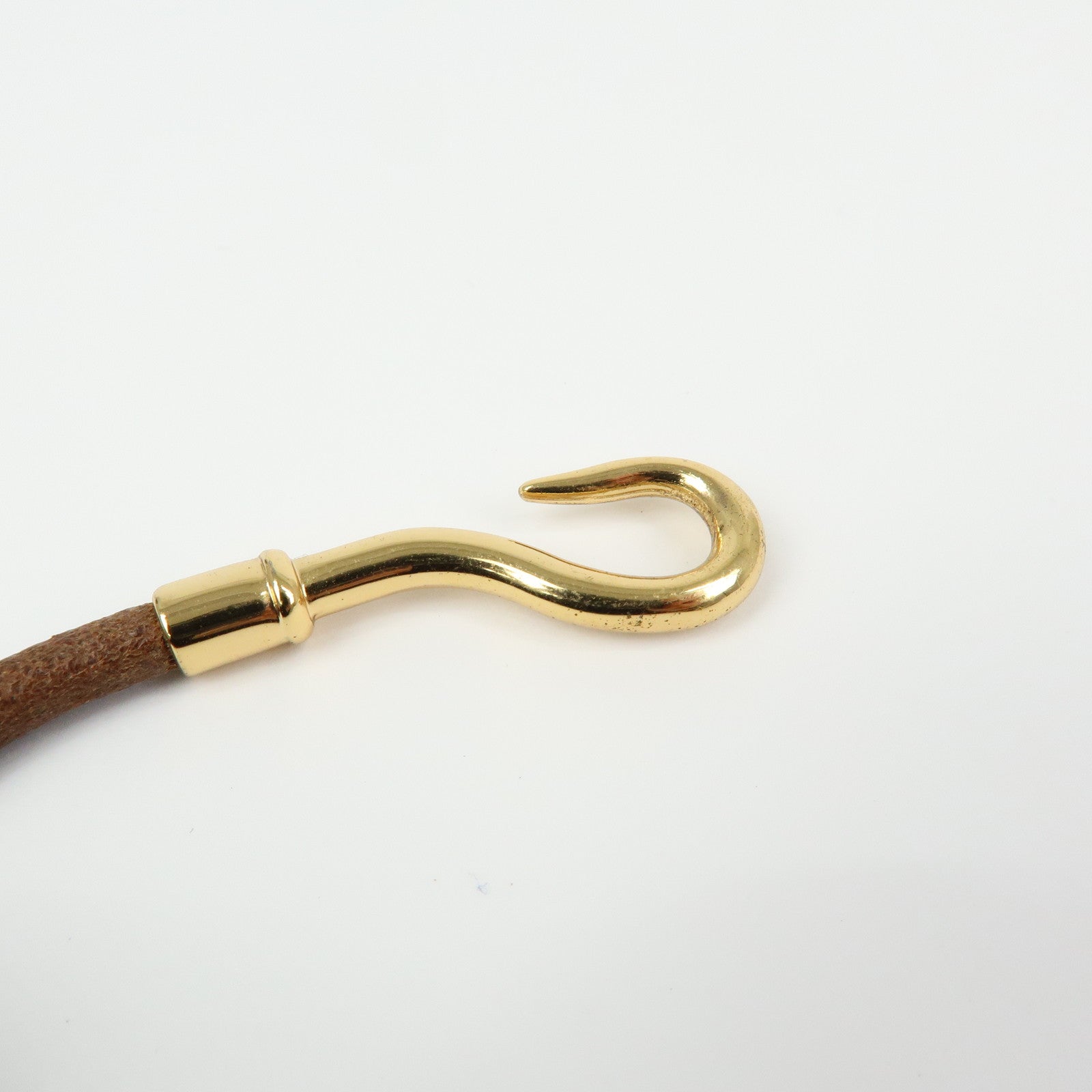 HERMES Jumbo Choker Leather Metal Bracelet Brown Gold