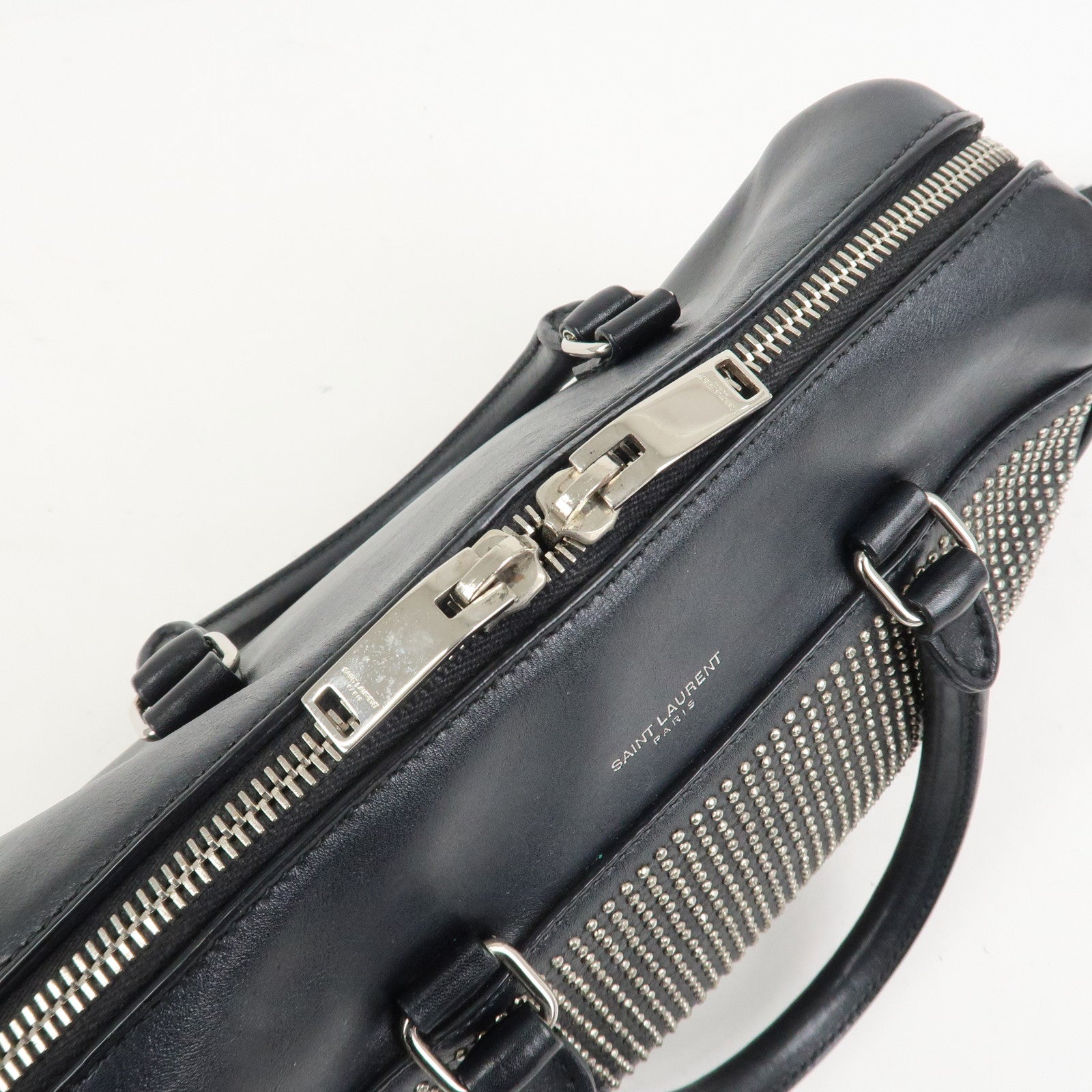 SAINT LAURENT PARIS Baby Duffle Leather 2Way Bag Hand Bag 332423