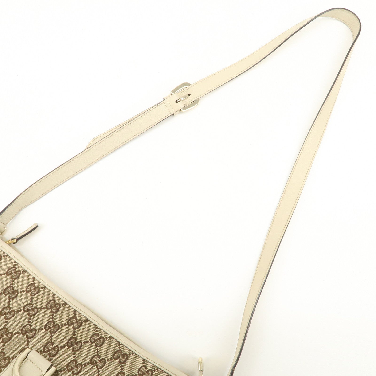 GUCCI Abbey GG Canvas Leather Shoulder Bag Beige Ivory 131326