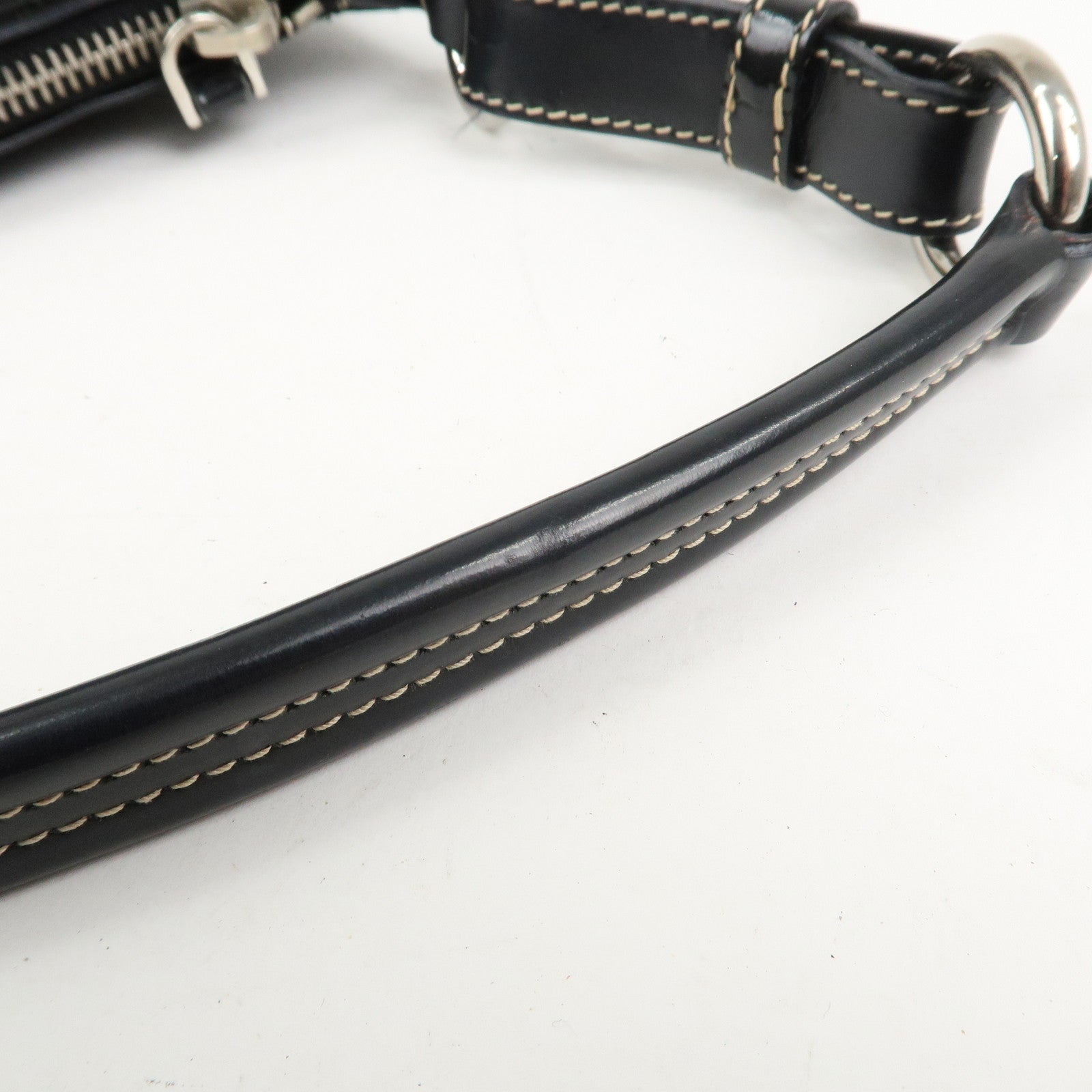 PRADA Triangle Logo Nylon Leather Shoulder Bag Black BR2840