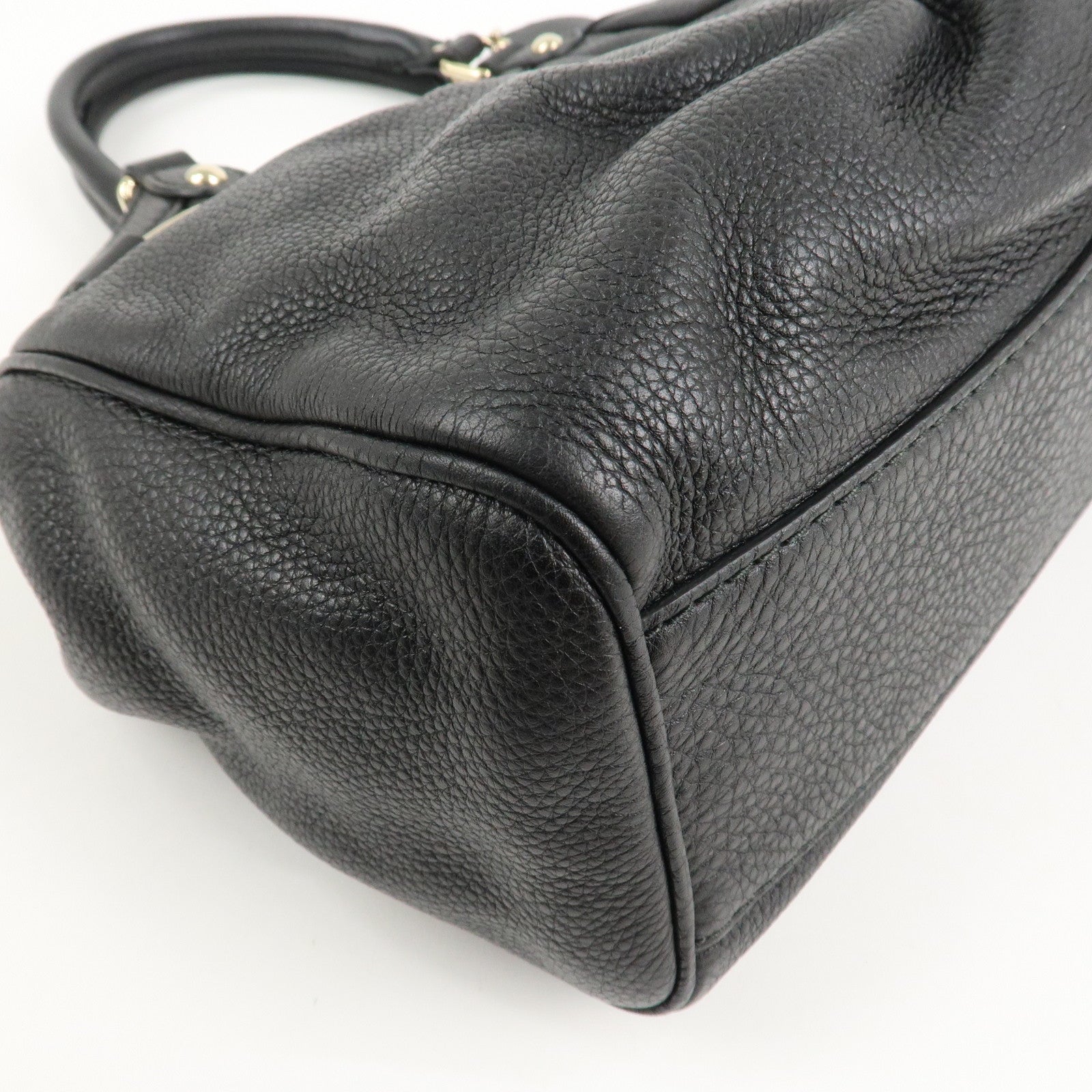 GUCCI Sukey Leather Hand Bag Tote Bag Black 211944 Used