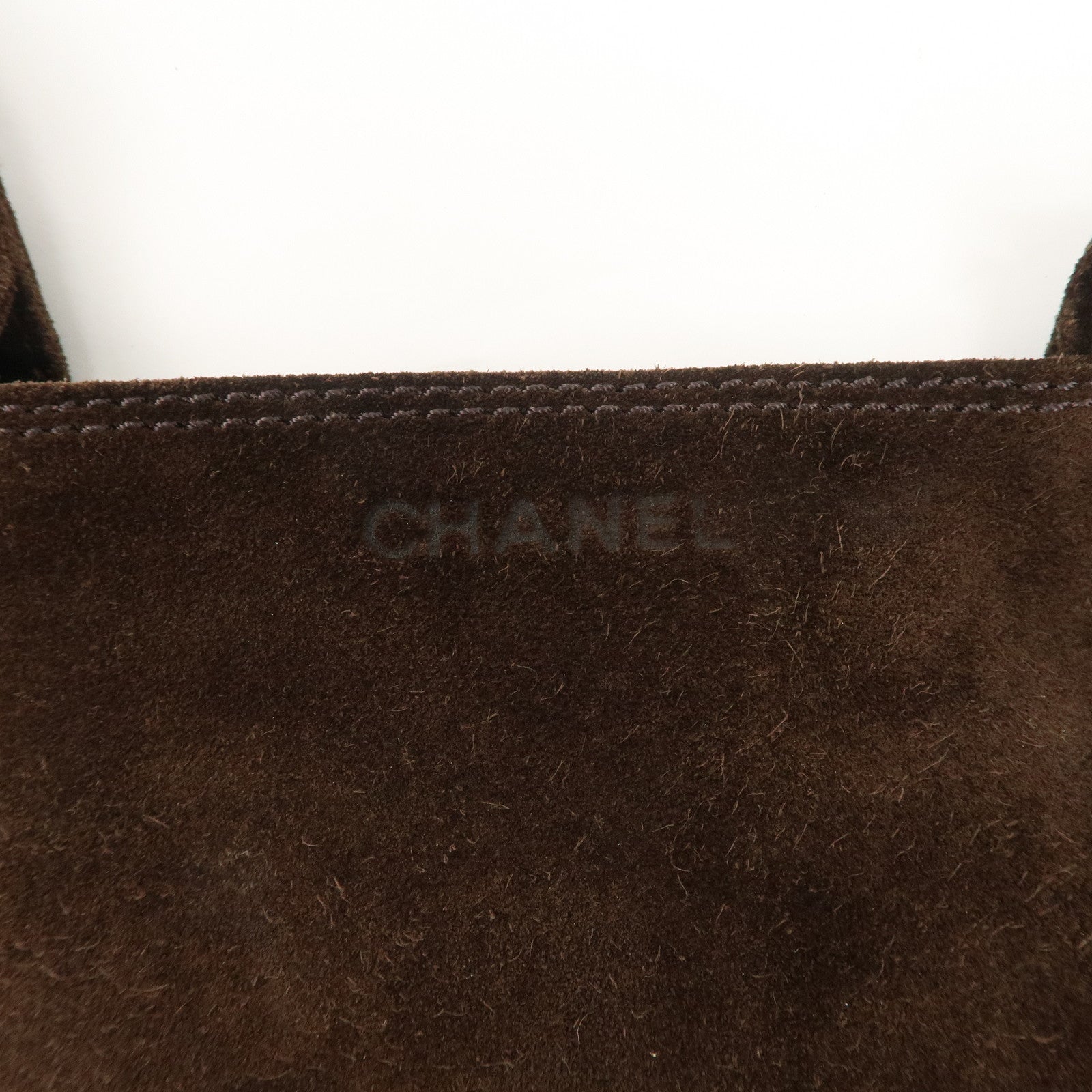 CHANEL Suede Shoulder Bag Crossbody Bag Dark Brown Used