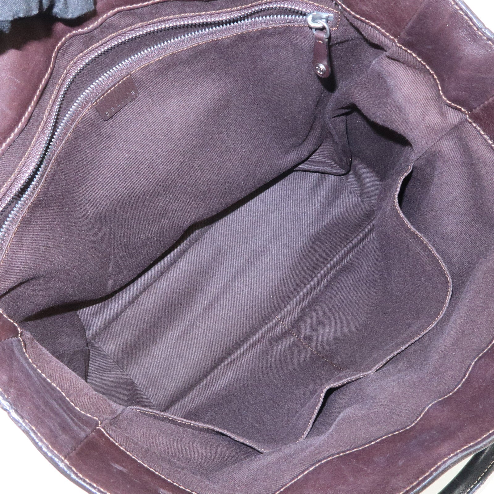 CELINE Macadam Logo Leather Tote Bag Hand Bag Dark Brown